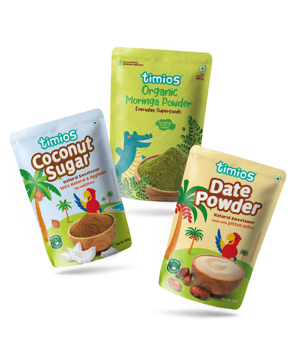 timios Organic Combo Pack of Coconut Sugar Moringa Powder & Date Powder - 100 g Each-image-14