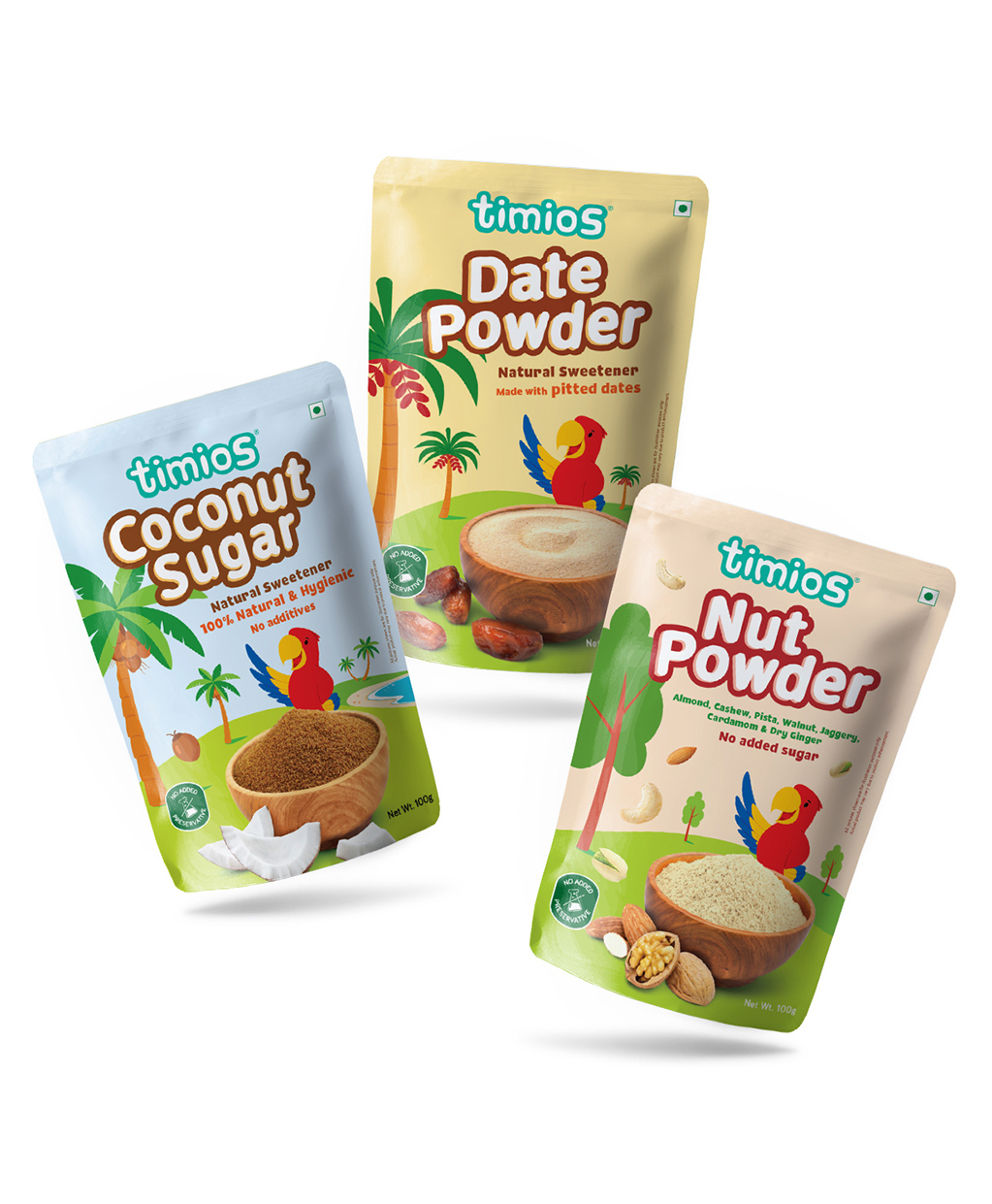 timios Combo Pack of Coconut Sugar Date Powder & Nut Powder - 100 g Each-image-12
