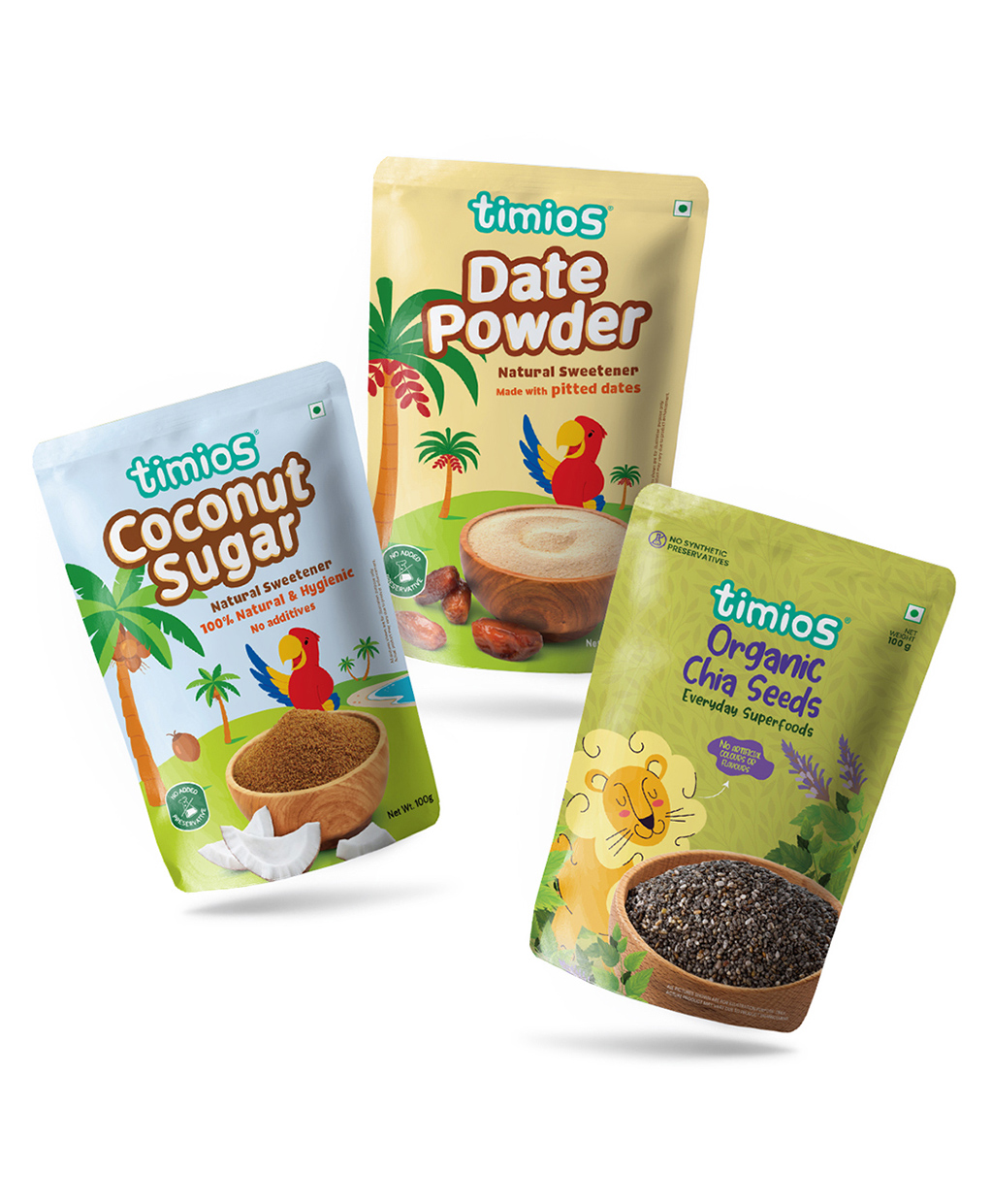 timios Organic Combo Pack of Coconut Sugar Date Powder & Chia Seeds - 100 g Each-image-49