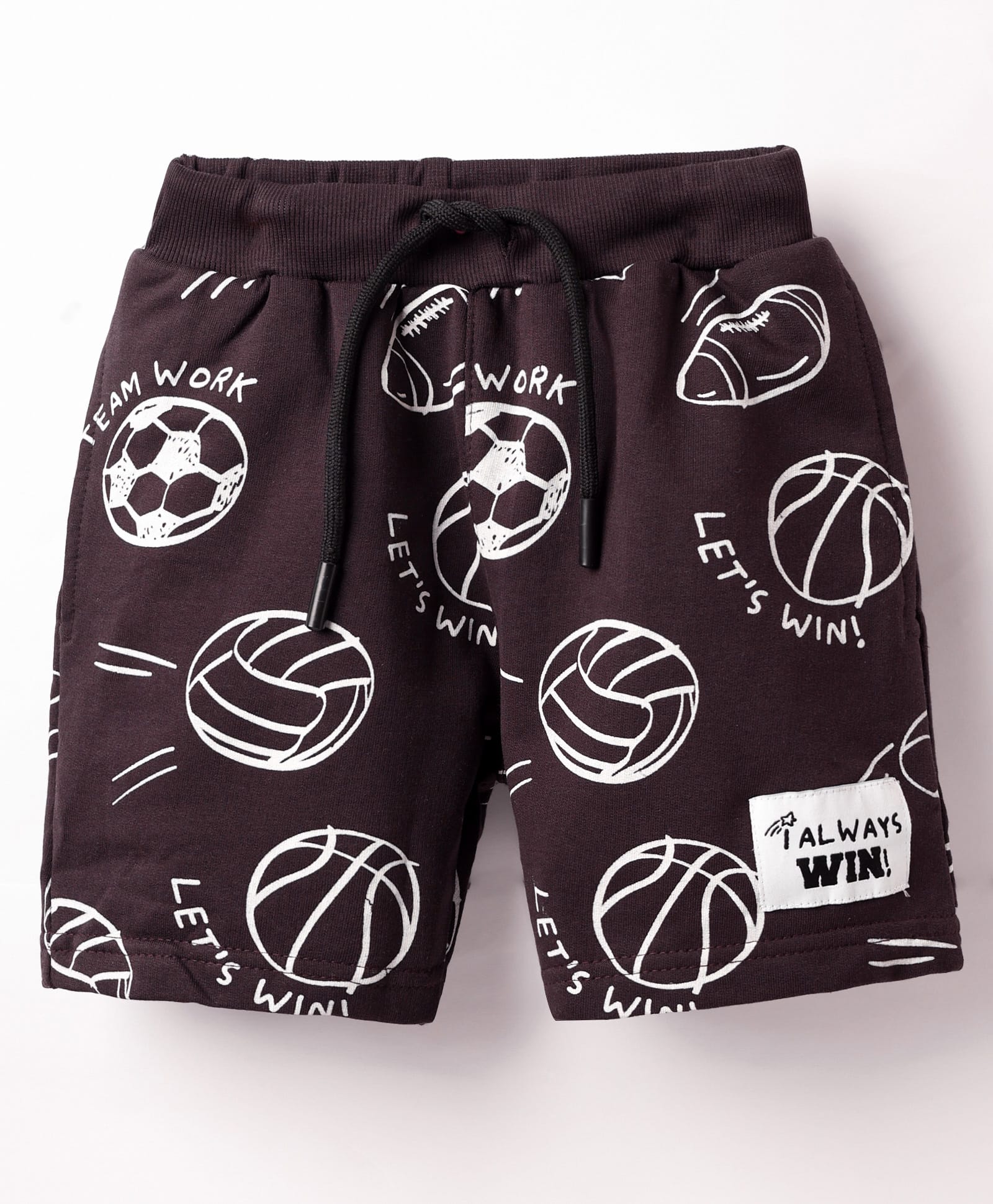 Evimo Looper Knee Length Shorts With Football Print - Burgandy-picture-27