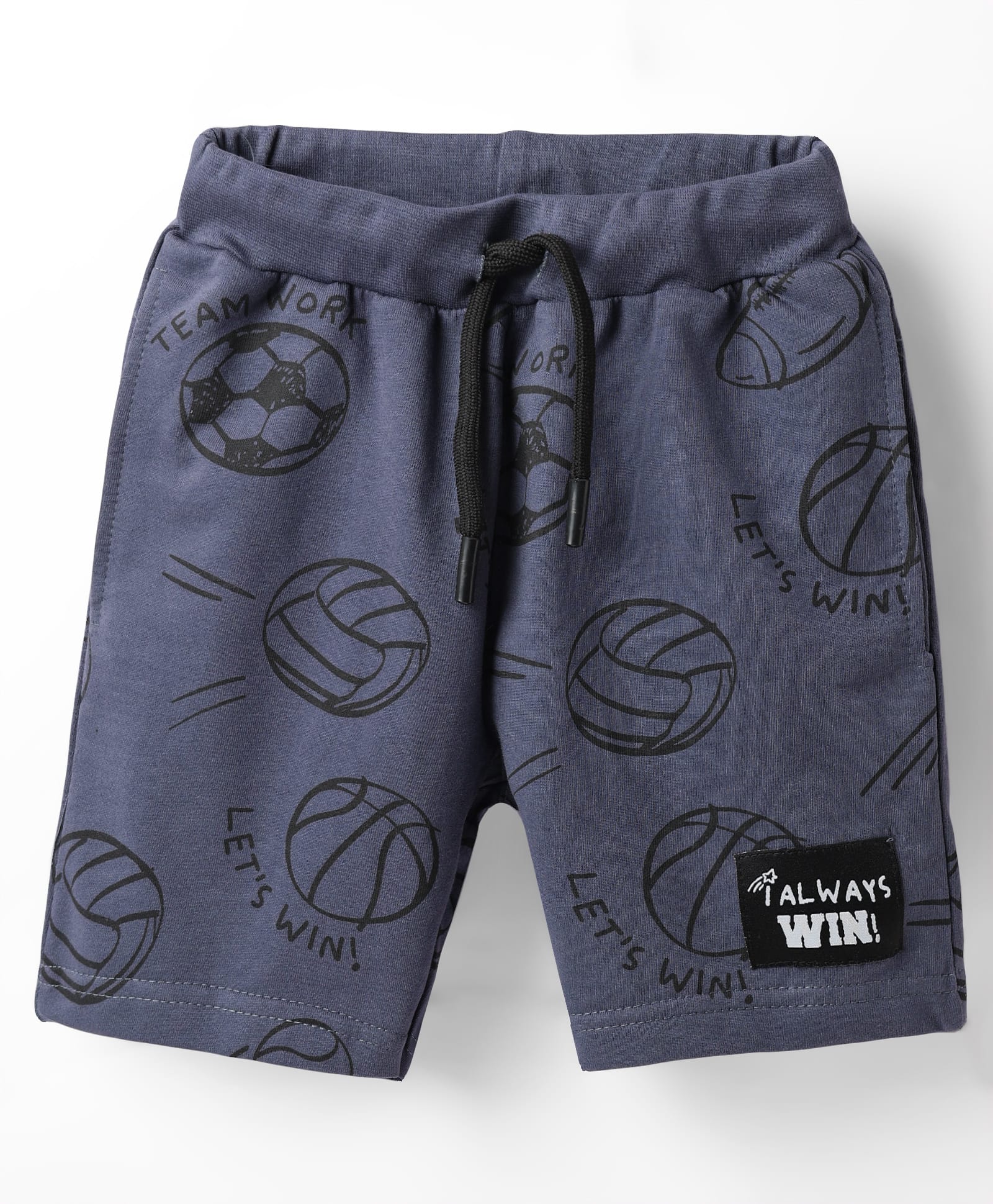 Evimo Looper Knit Knee Length Shorts With Football Print - Charcoal Grey-picture-29