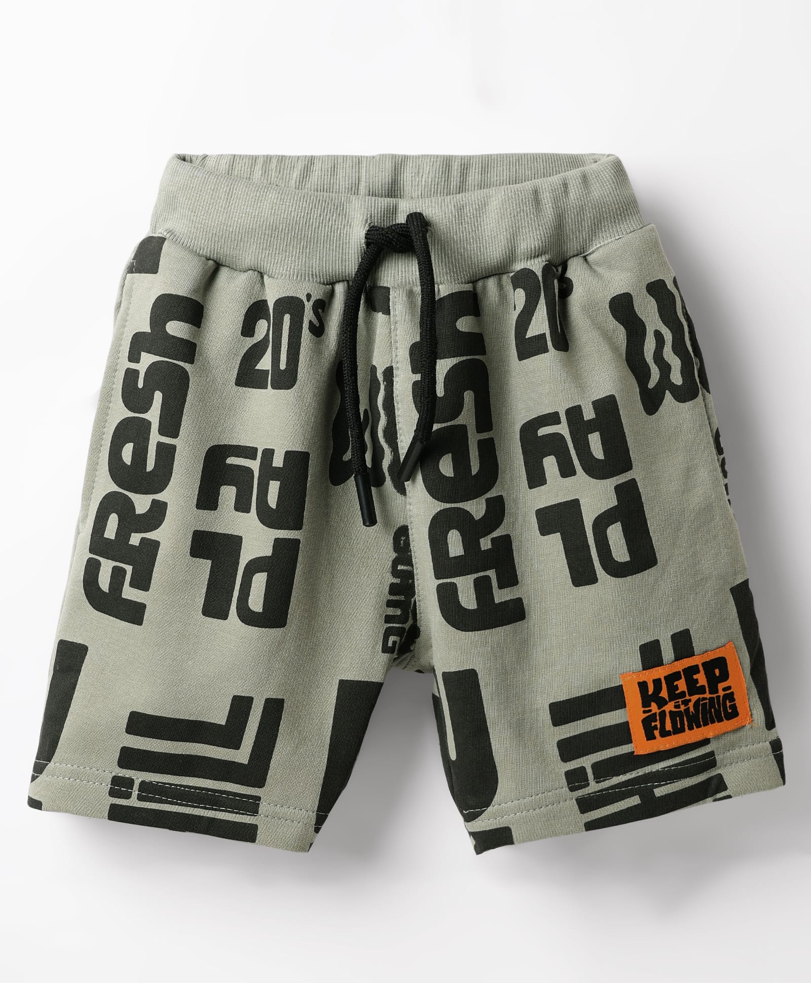 Evimo Looper Knit Knee Length Shorts With Text Print - Mint-picture-25