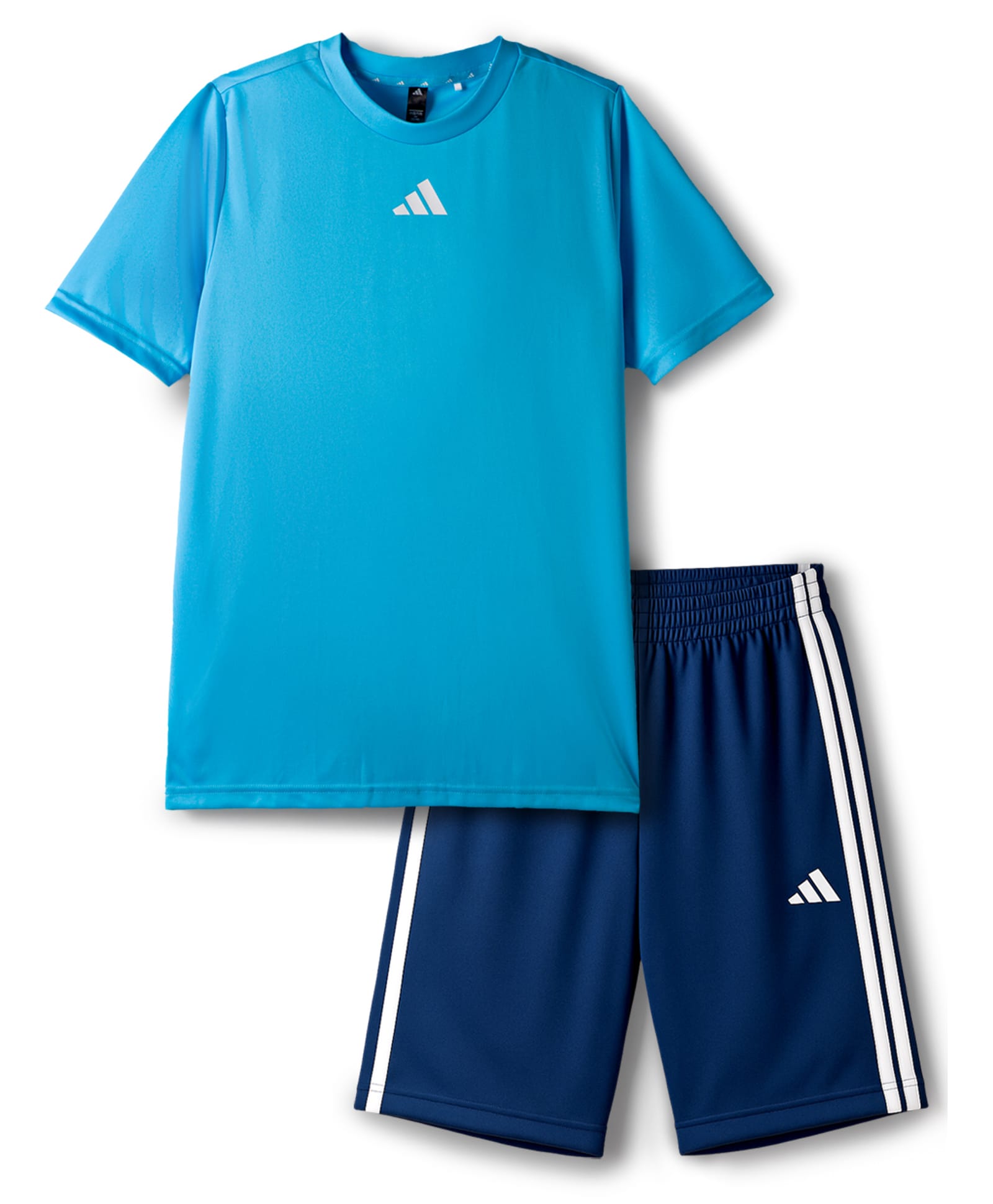 ADIDAS KIDS Knit Half Sleeves Solid T-Shirt & Shorts - Blue-picture-27