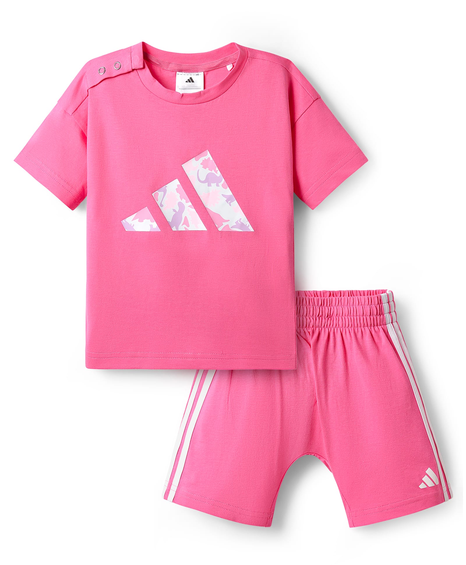 ADIDAS KIDS Cotton Knit Dino Printed T-Shirt & Shorts Set - Pink-picture-10