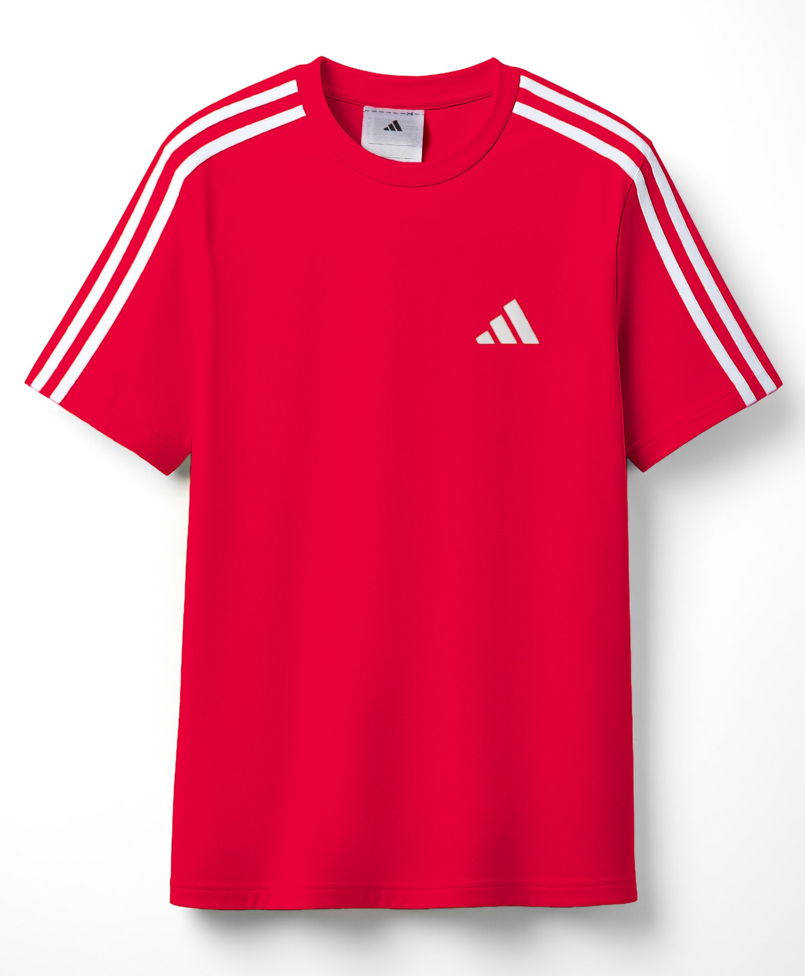 Adidas Kids Cotton Knit Half Sleeves T-Shirt With Tape Detailing & Brand Logo Print - Red-image-2