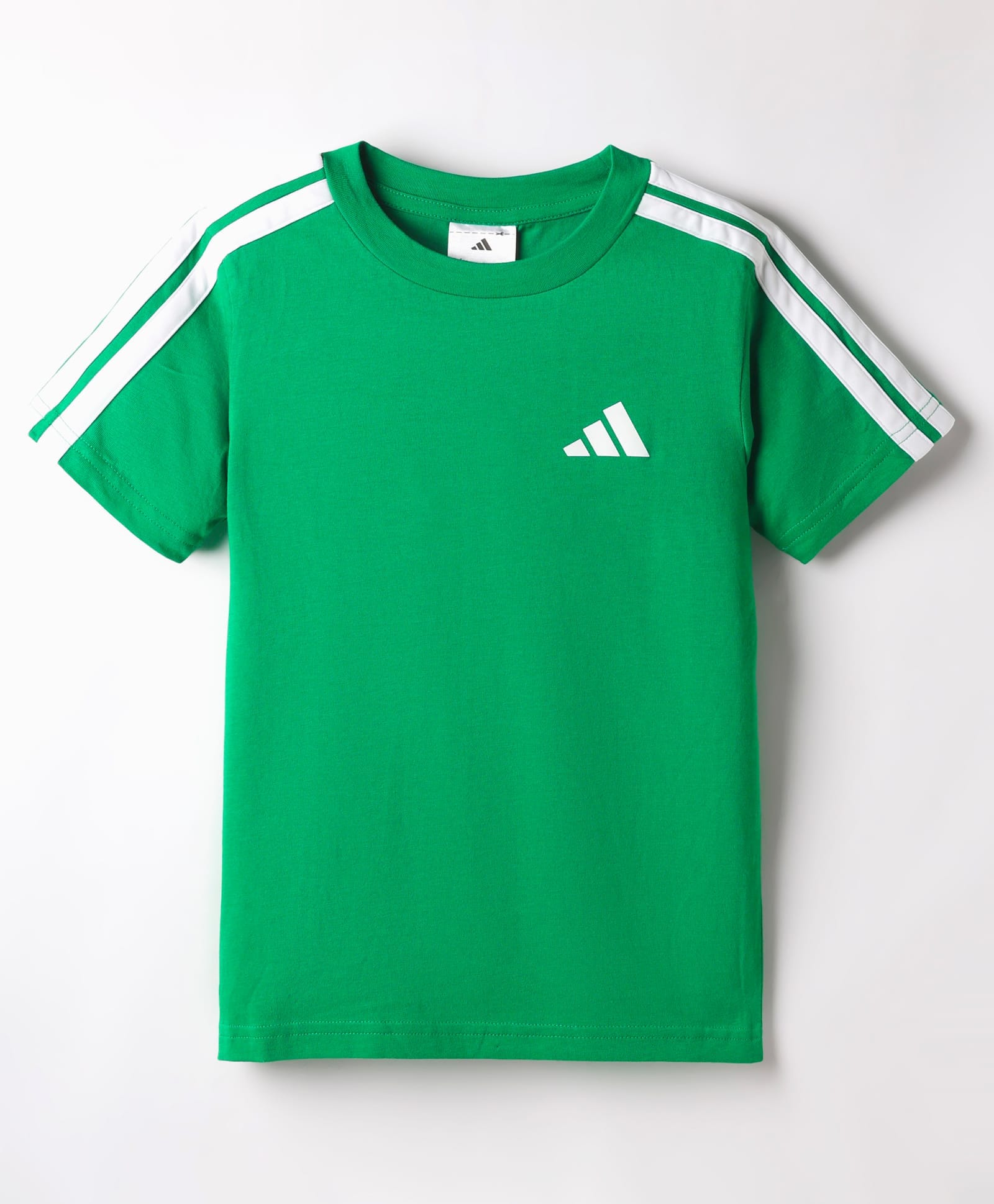 Adidas Kids Cotton Knit Half Sleeves T-Shirt With Tape Detailing - Green-picture-15
