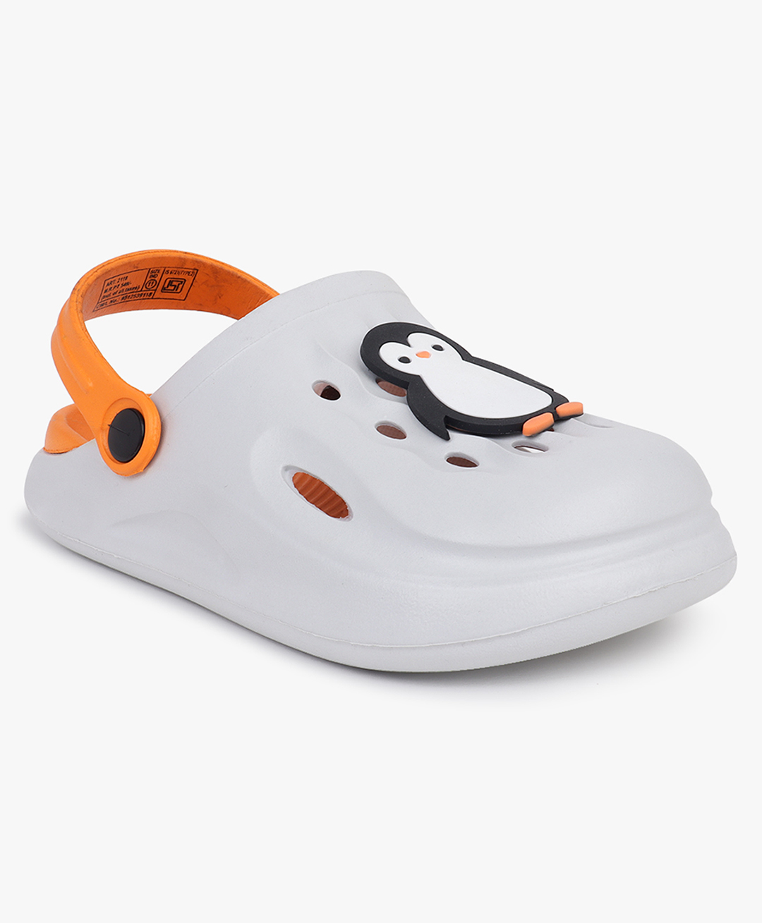 Superminis Penguin Applique Detailed Perforated Clogs - Grey & Orange-image-24
