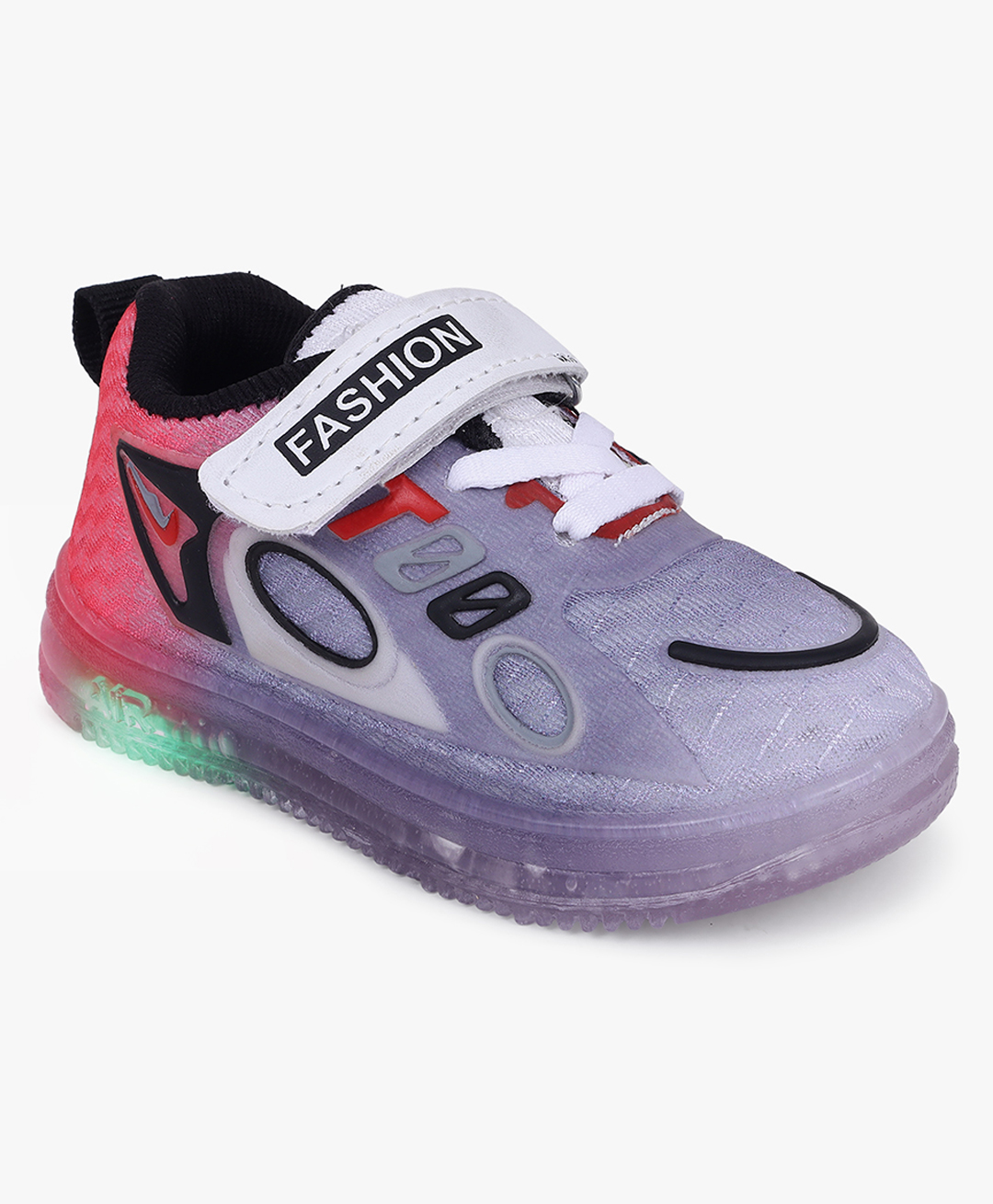 Superminis Abstract Designed Striped LED Sneakers With Velcro Closure - Red-image-28
