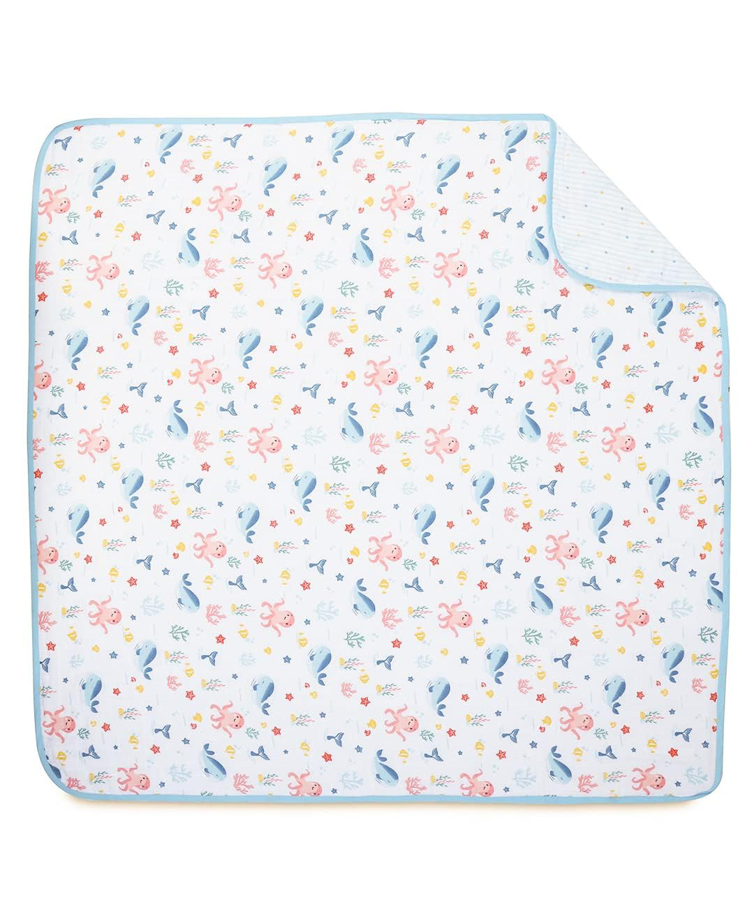 Haus & Kinder 100% Cotton Reversible Muslin Blanket For Newborn Baby, 200 TC, Vitamin Sea-picture-15