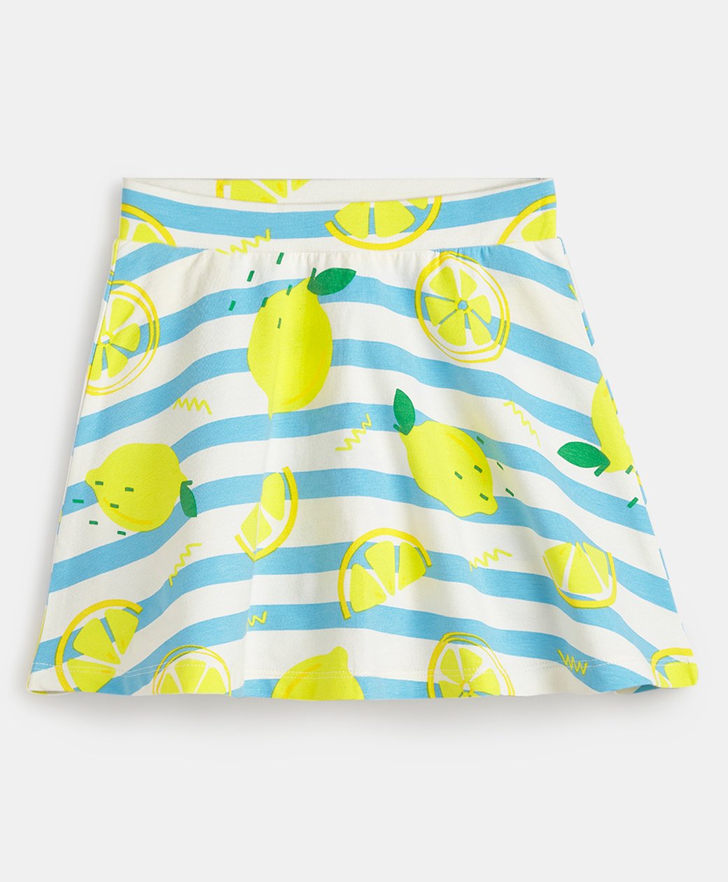 Plan B Cotton Elastane Lemon Printed Skater Skirt with Inner Shorts - Multicolor-picture-11