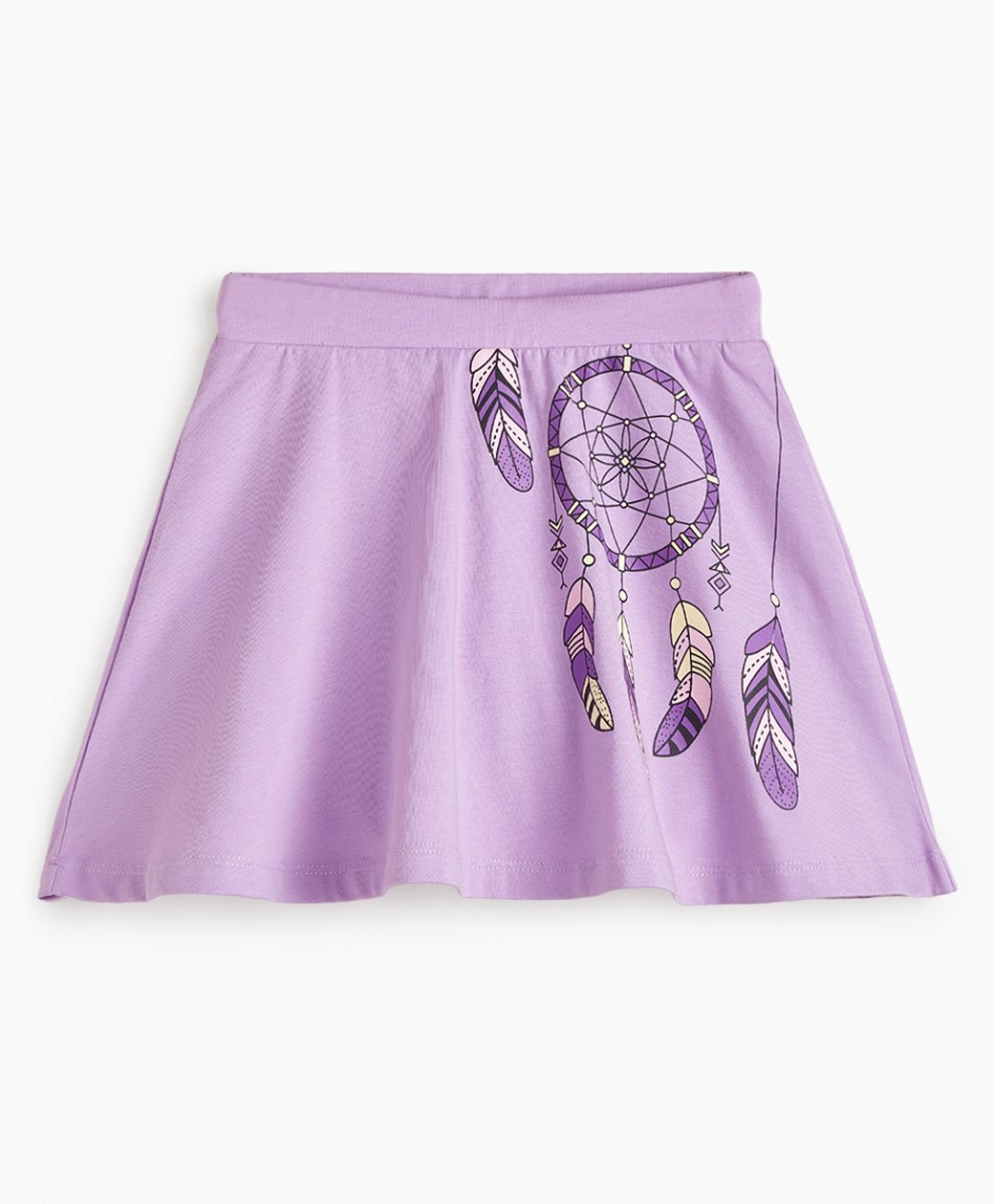 Plan B 100% Cotton Dream Catcher Printed Skirt With Inbuilt Shorties - Lavender-image-49