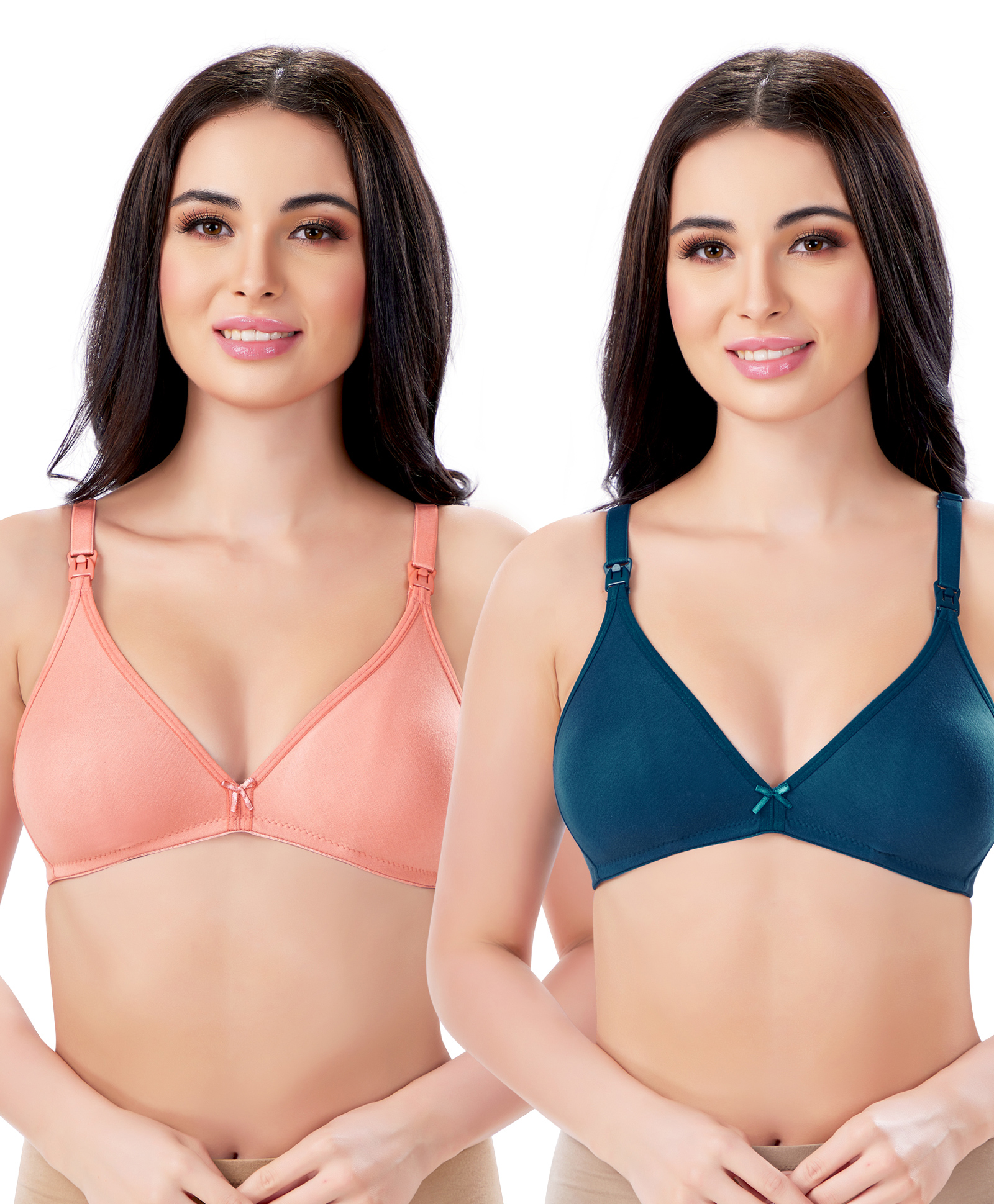 Bella Mama Cotton Elastane Knit Maternity Non Wired Nursing Bra Pack o f 2 (Colour May Vary)-picture-15
