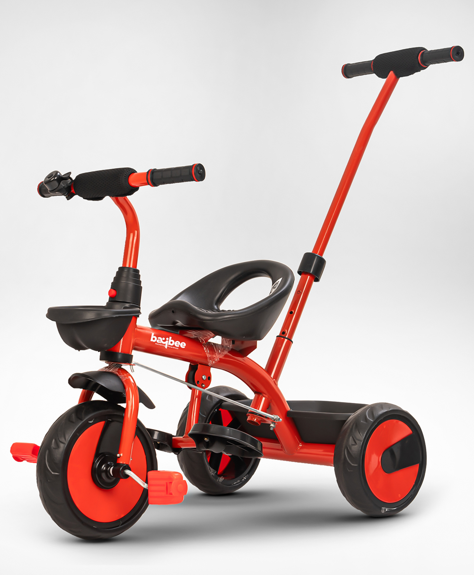 Baybee Victor 2 in 1 Baby Tricycle for Kids, Smart Kids Tricycle with Parental Push Handle, Eva Wheels, Bell, Footrest & Baskets (Red)-image-31