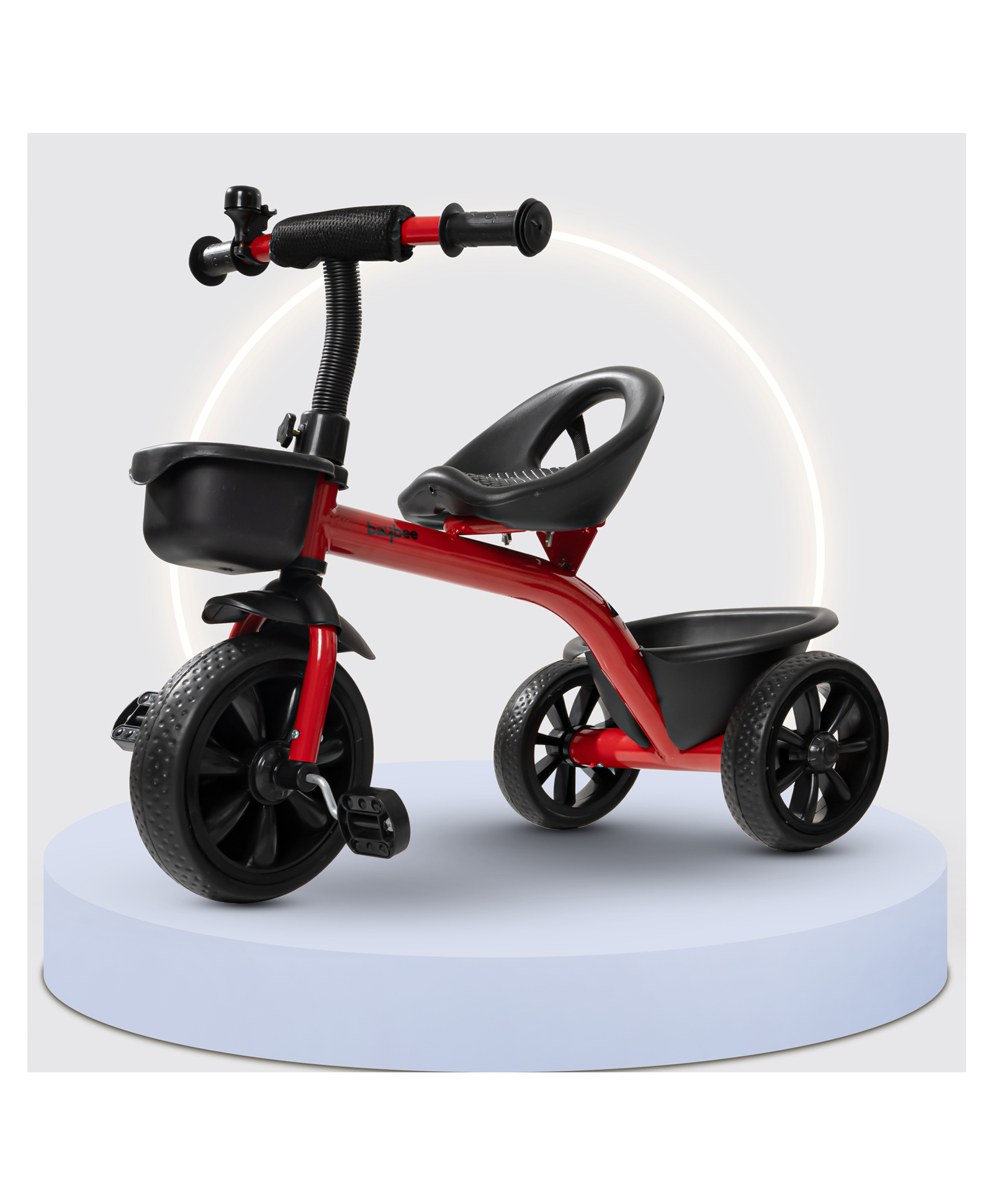 Baybee Thunder Baby Tricycle for Kids, Smart Plug & Play Kids Cycle with Eva Wheels, Bell, Storage Baskets & High Backrest (Red)-picture-47