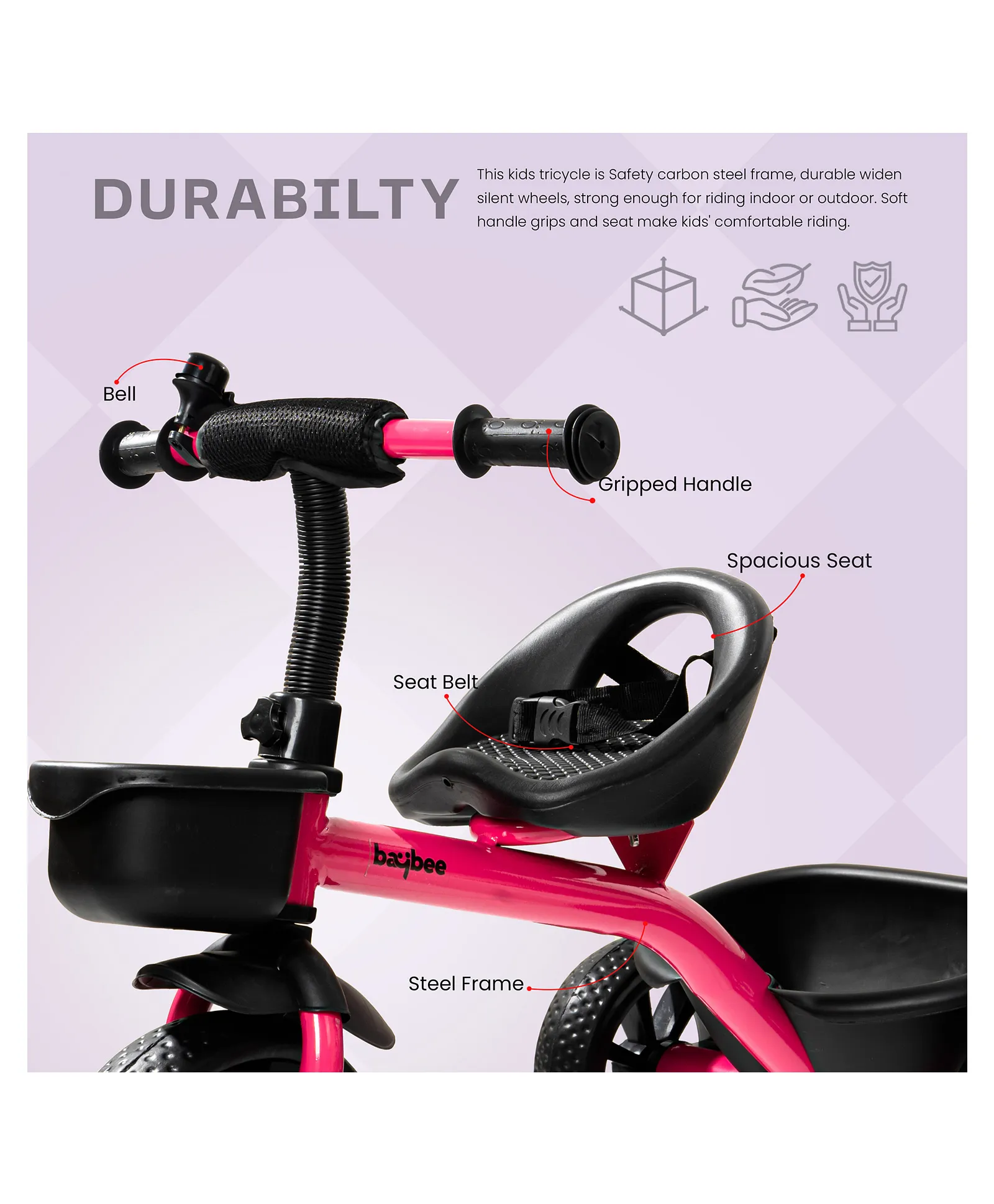 Baybee Thunder Baby Tricycle for Kids, Smart Plug & Play Kids