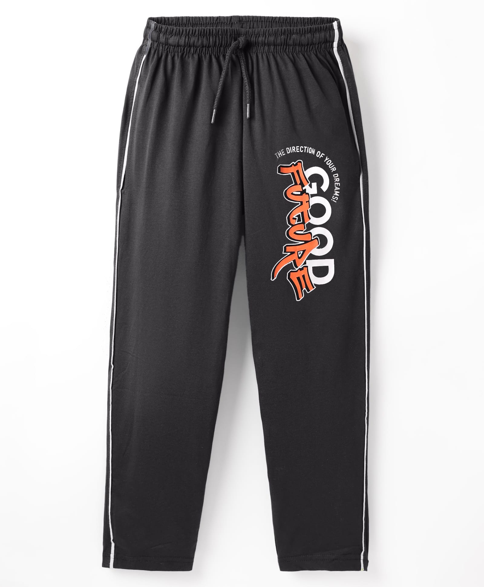 Taeko Single Jersey Knit Full Length Track Pants With Text Print - Black-picture-17