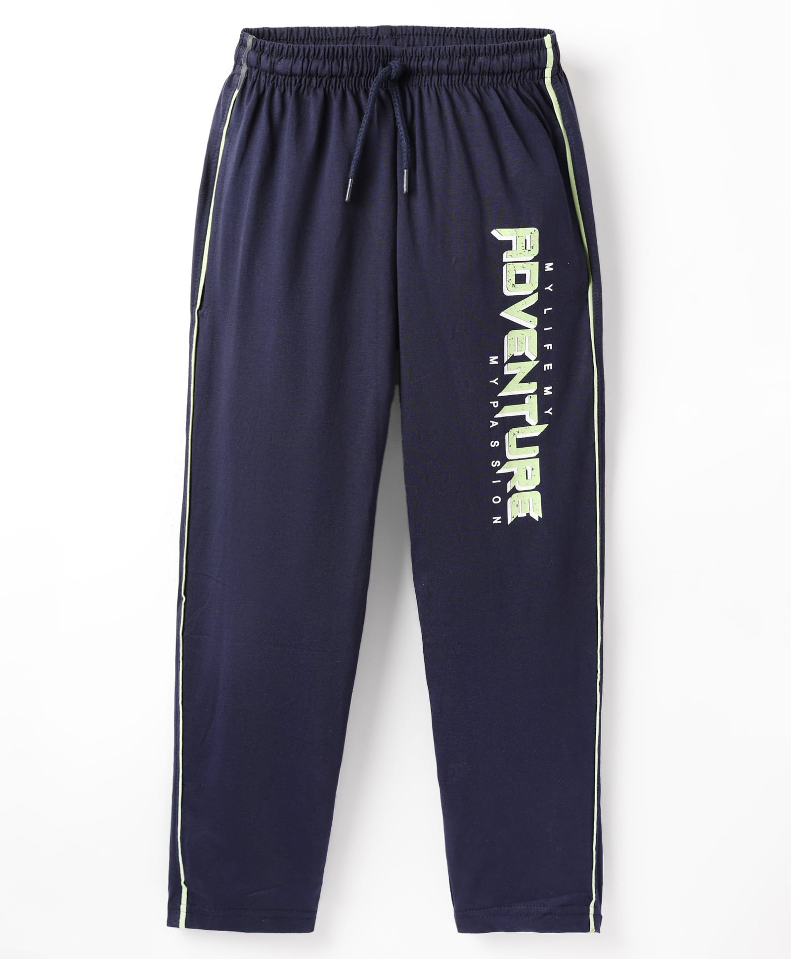 Taeko Single Jersey Knit Full Length Track Pants With Text Print - Navy Blue-picture-25