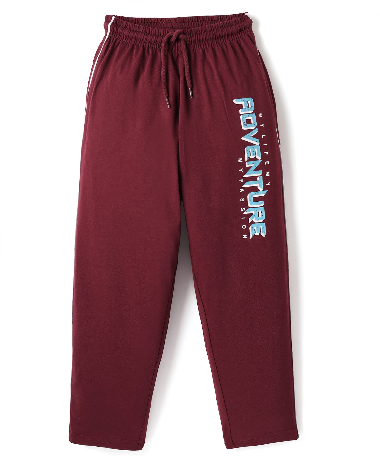 Taeko Single Jersey Knit Full Length Track Pants With Text Print - Maroon-picture-16