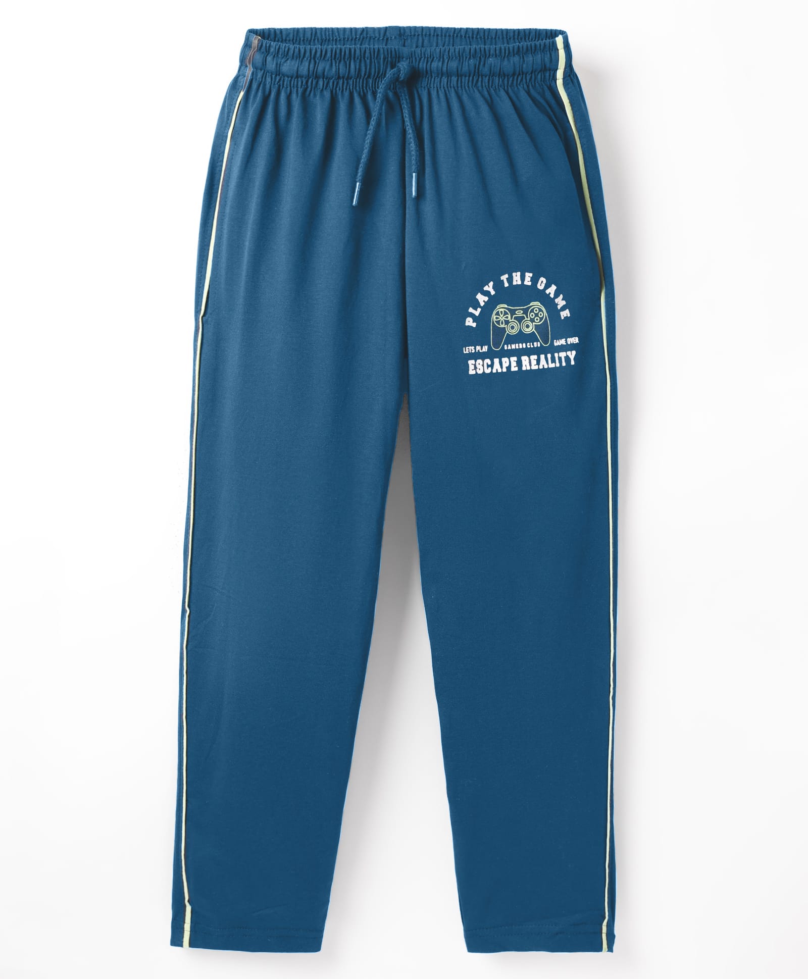 Taeko Single Jersey Knit Full Length Track Pants With Text Print - Blue-picture-23