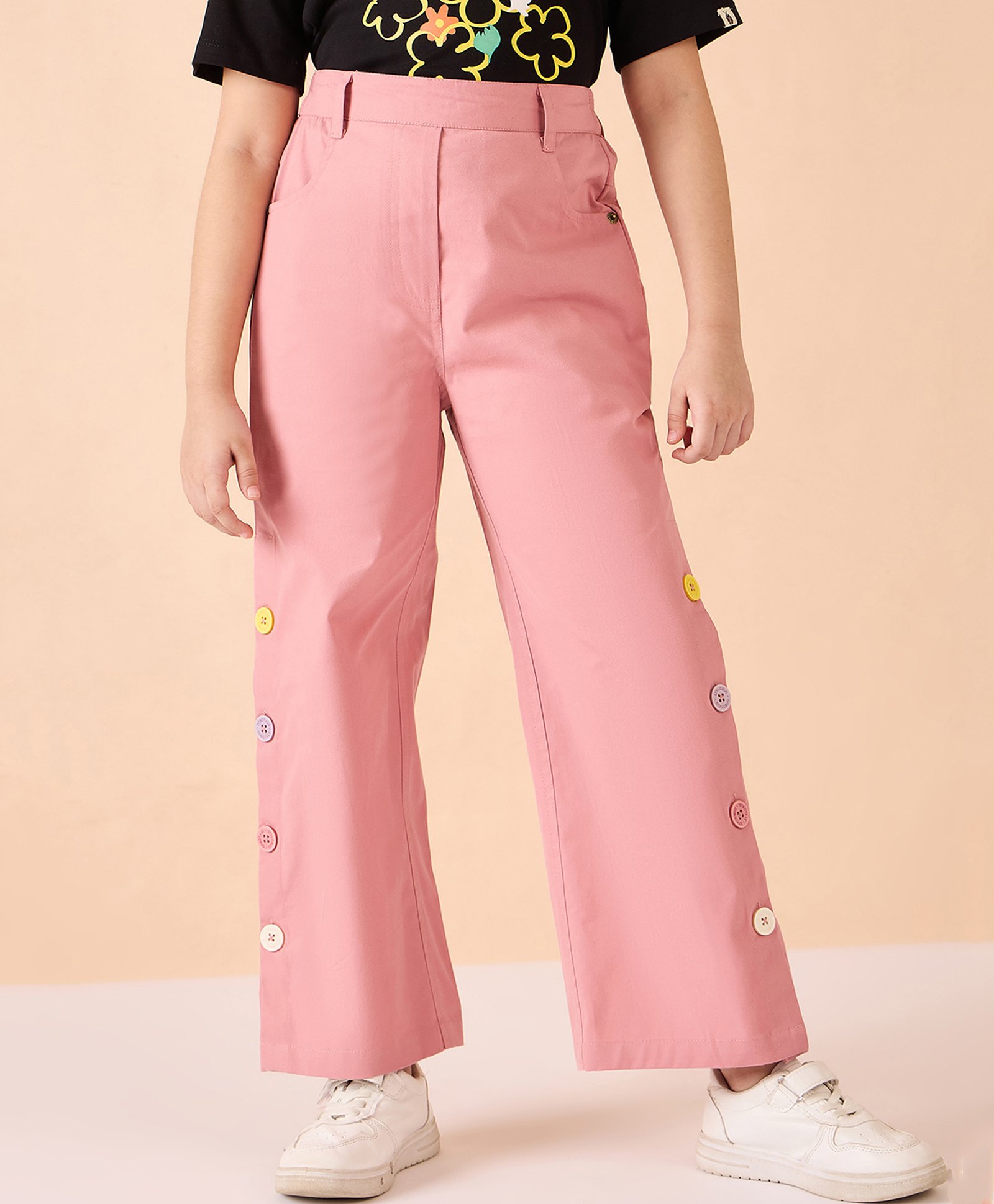 Stylo Bug Cotton Solid Cargo Pants - Pink-image-21
