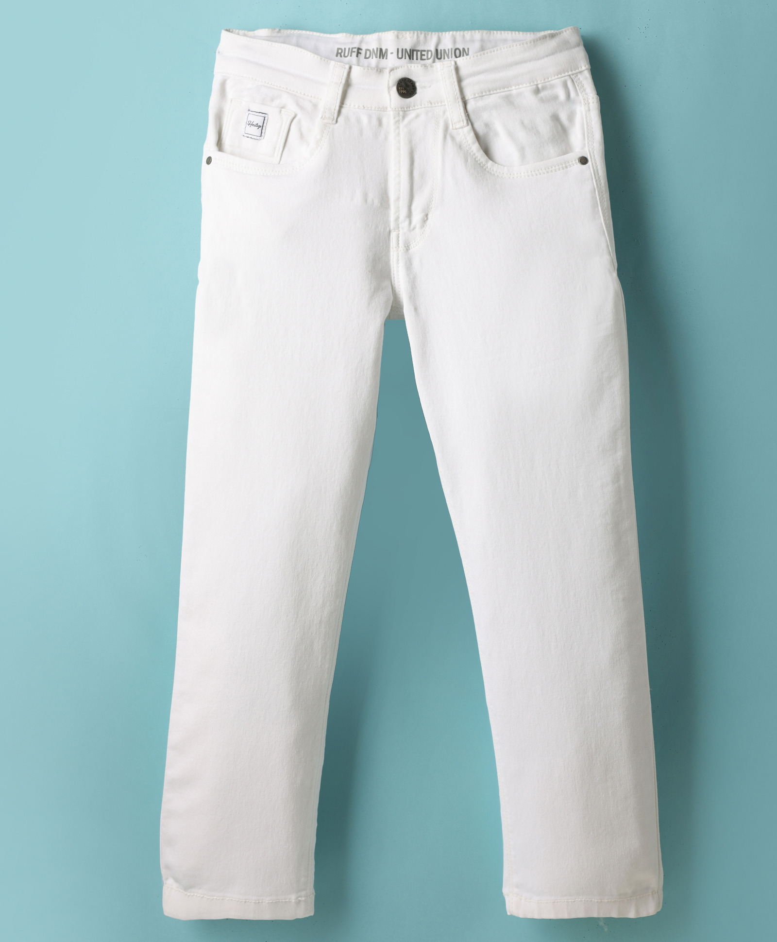 Ruff Full Length Solid Color Denim Jeans - White-picture-16