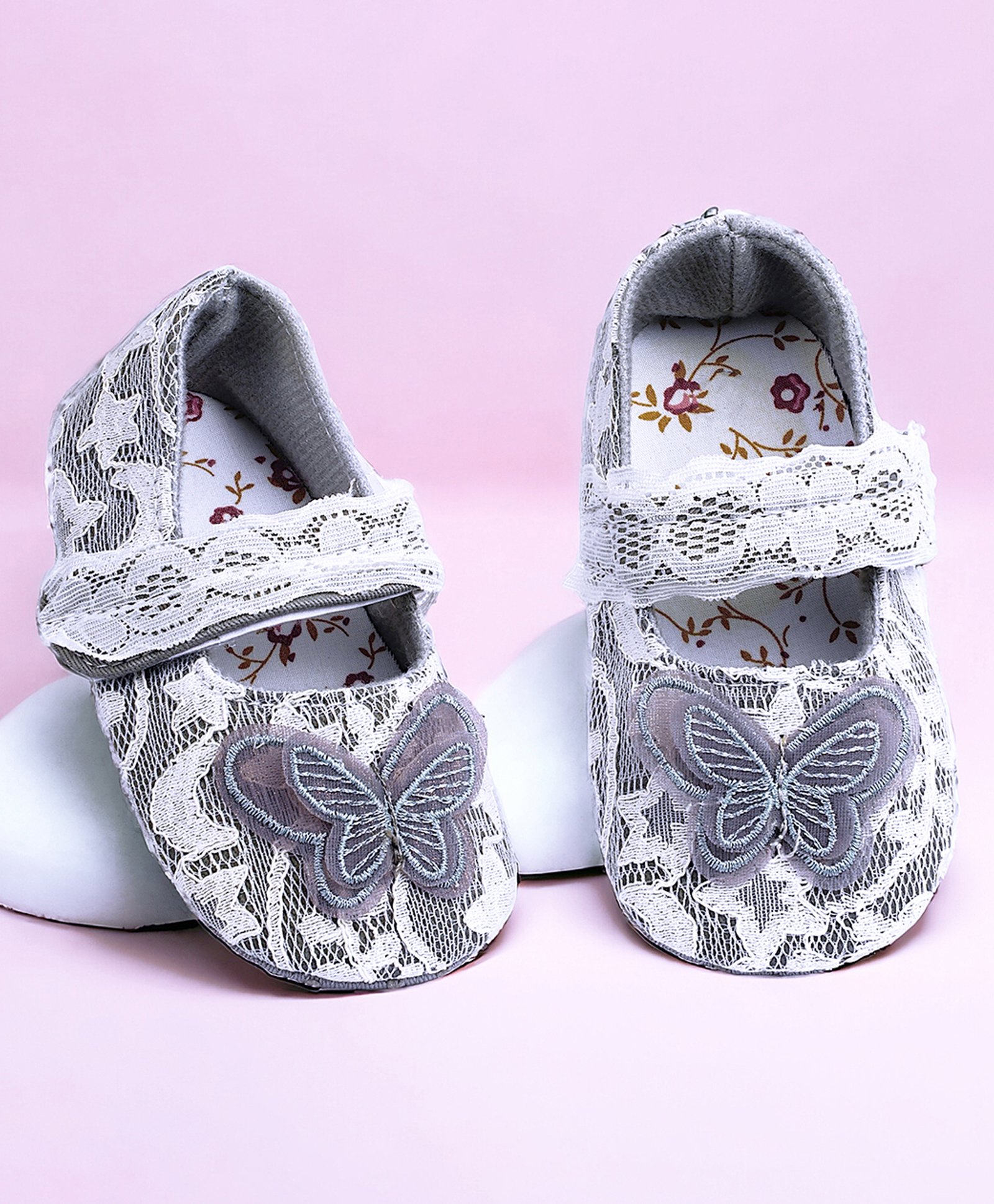 Baby Moo Butterfly Applique Ballerinas - Silver-picture-0