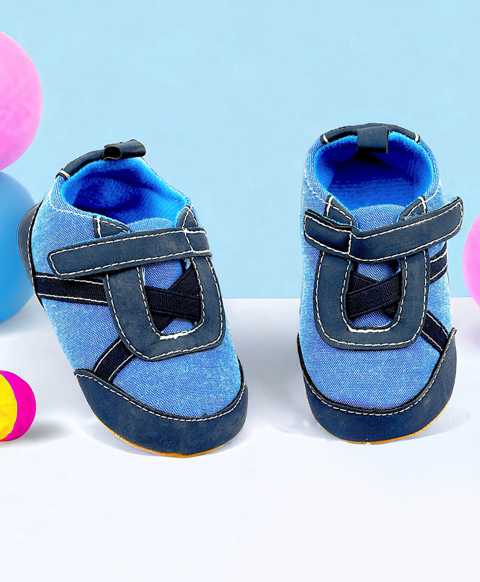 Baby Moo Colour Blocked Anti Skid Shoes - Blue-picture-20