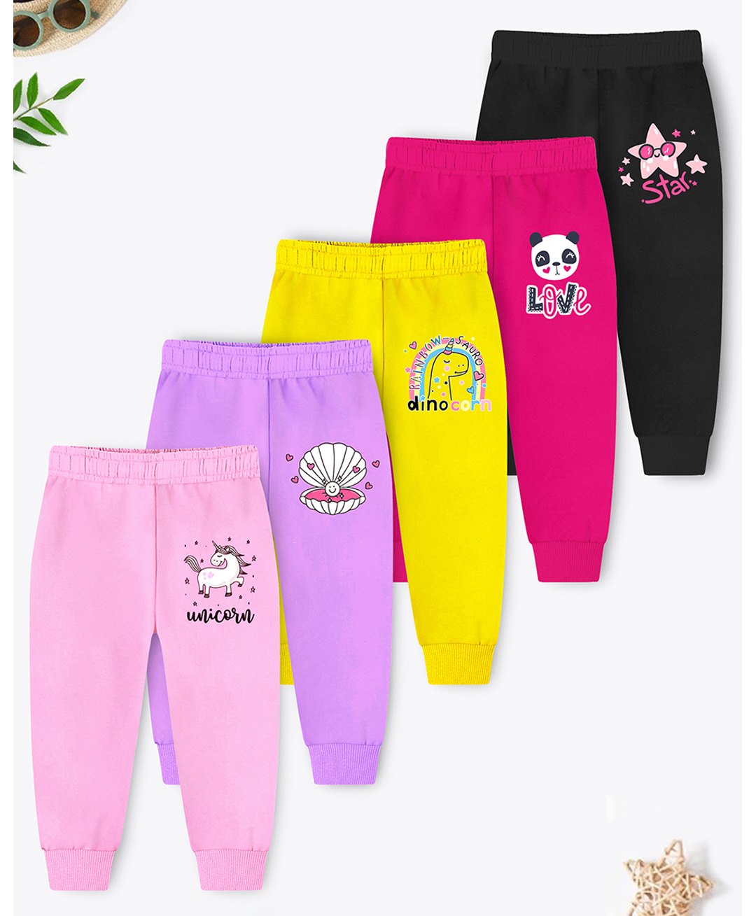 Trampoline Cotton Blend Pack Of 5 Unicorn & Star Printed Pajamas - Multi Colour-picture-36