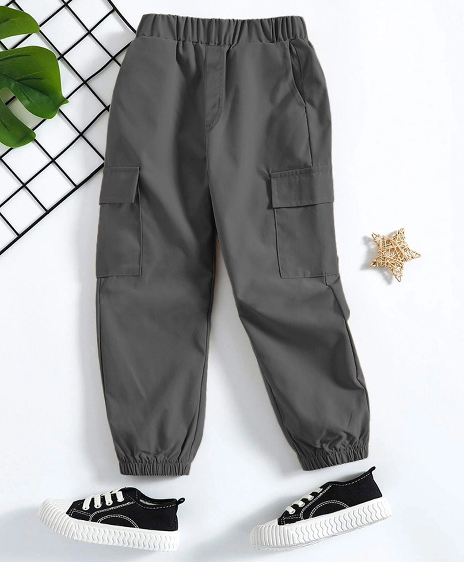 Trampoline Cotton Blend Solid Cargo Trousers - Grey-picture-13