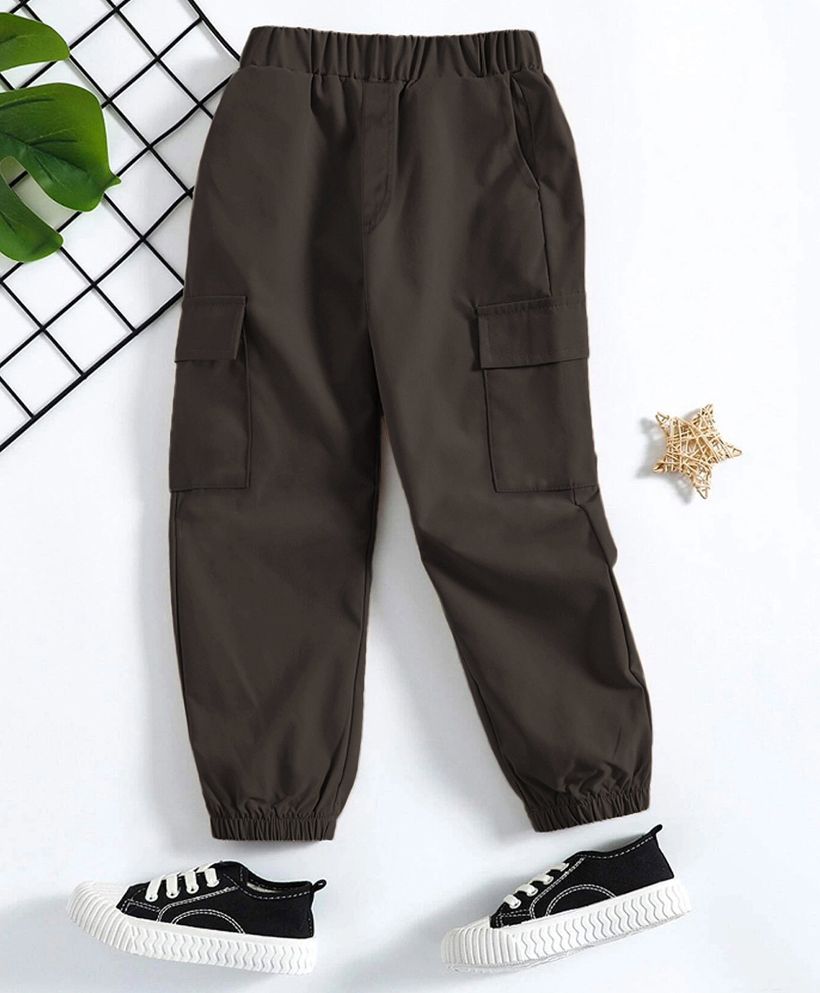 Trampoline Cotton Blend Solid Cargo Pants - Brown-picture-16