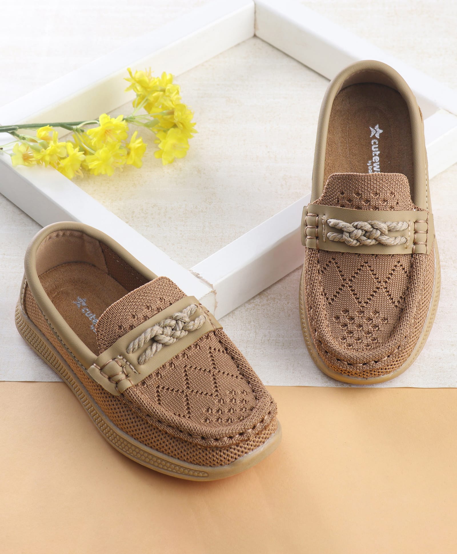 Cute Walk by Babyhug Solid Party Wear Slip On Shoes - Beige-image-49