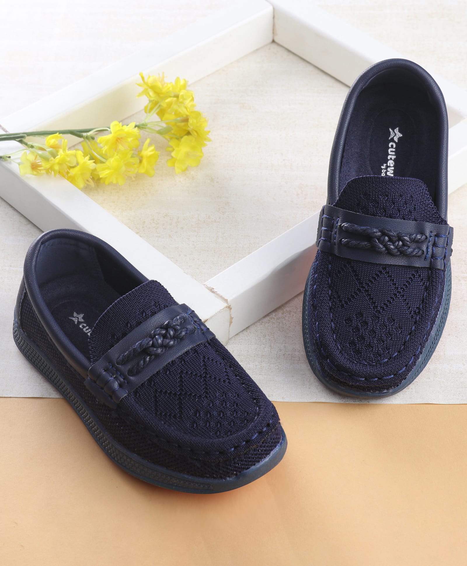 Cute Walk by Babyhug Solid Party Wear Slip On Shoes - Navy Blue-image-27