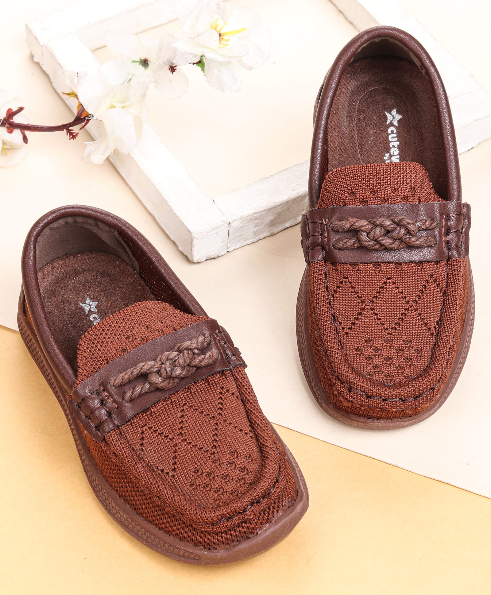 Cute Walk by Babyhug Solid Party Wear Slip On Shoes - Brown-image-29