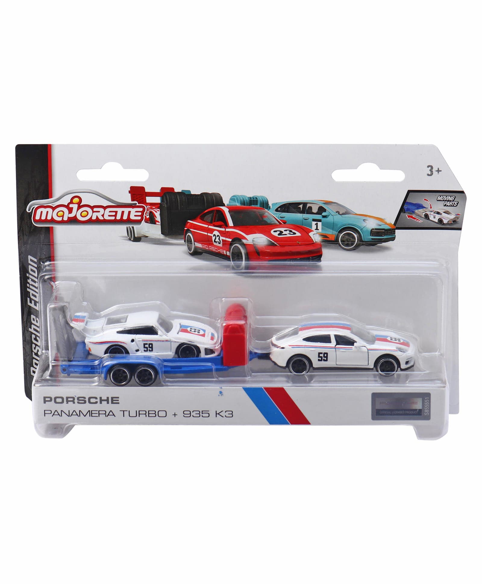 Majorette Porsche Free Wheel Race Trailer with Two Die Cast Cars -White-image-20