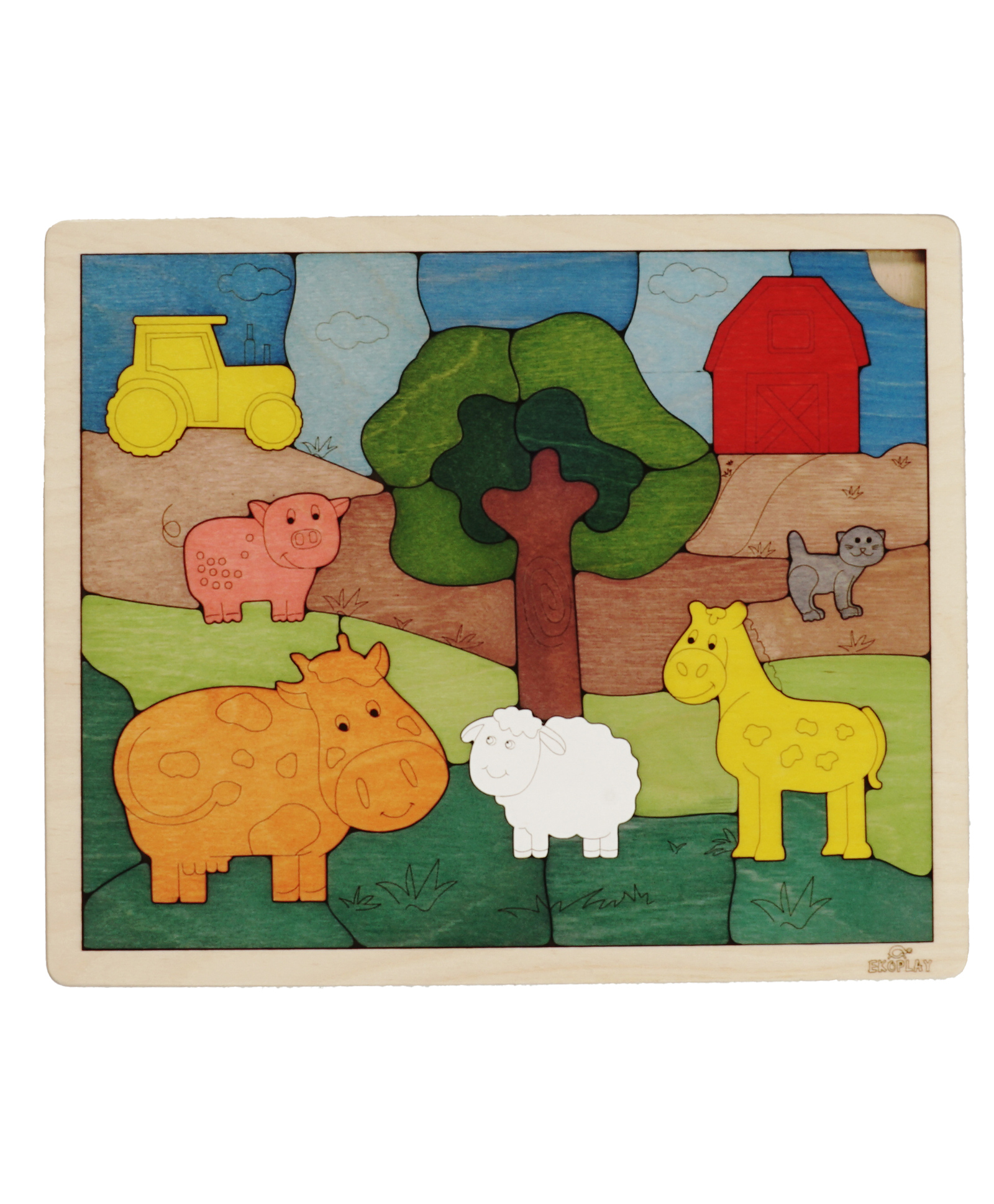 Ekoplay Down on The Farm Wooden Puzzle, 33 Pieces, Endangered Animals, Farm Animals, for Kids Ages 3+-image-20