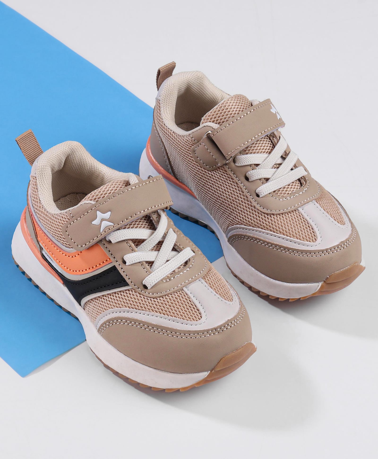 Cute Walk by Babyhug Sports Shoes with Velcro Closure & Logo Applique - Beige