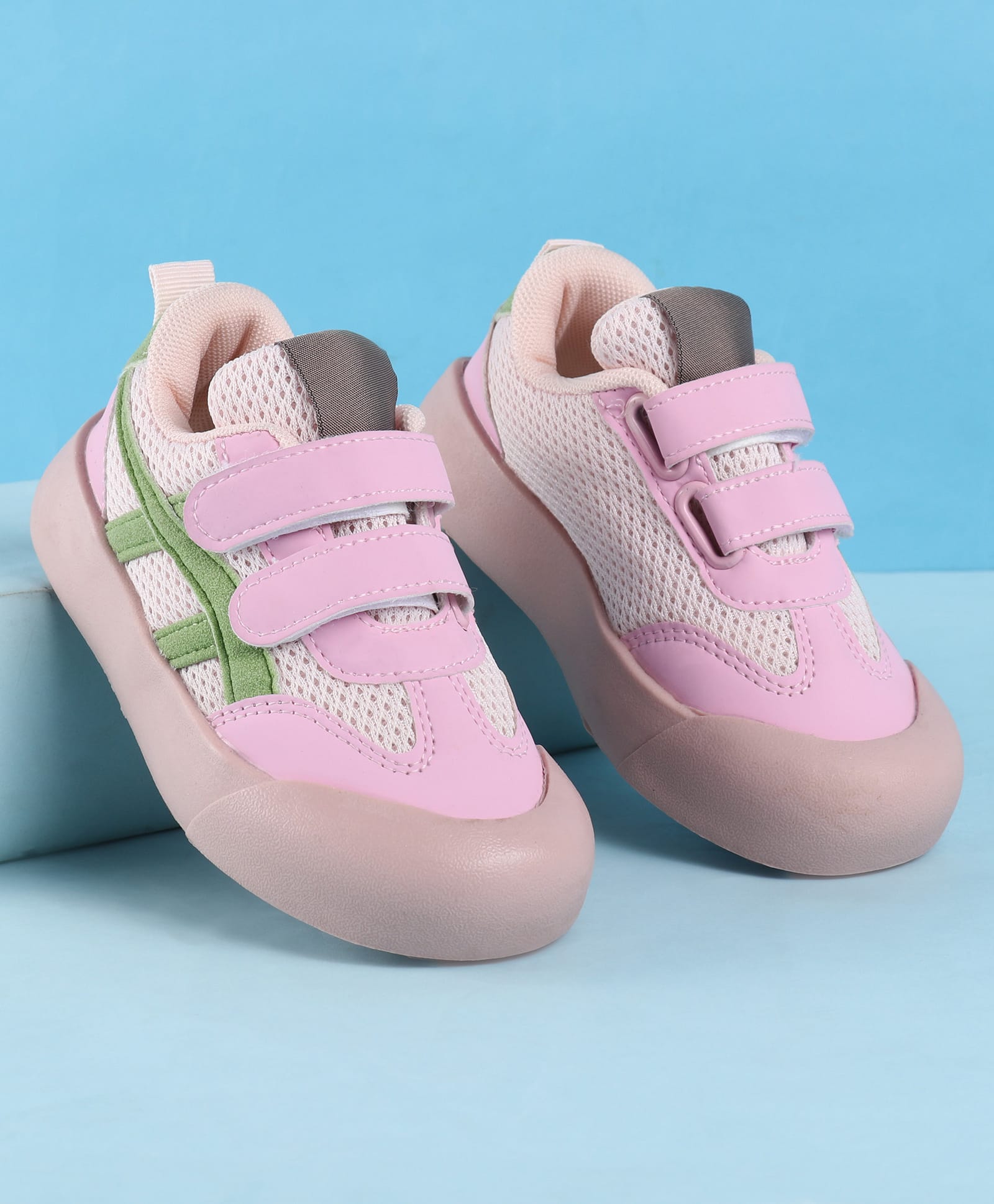 Babyoye Velcro Closure Casual Shoes with Tape Detailing - Pink-image-41