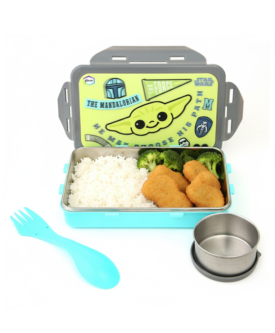 Gluman Stainless Steel Snack Pack 3D Lunch Box Grogu - Grey & Blue-image-46