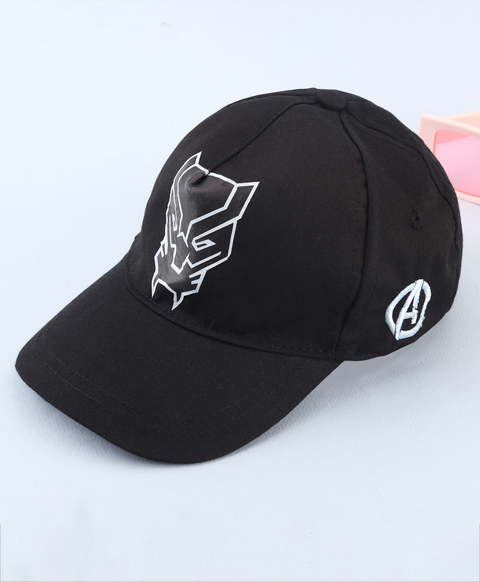 Pine Kids Marvel Summer Cap with Avengers Wakanda Graphics Black -Diameter 20 cm