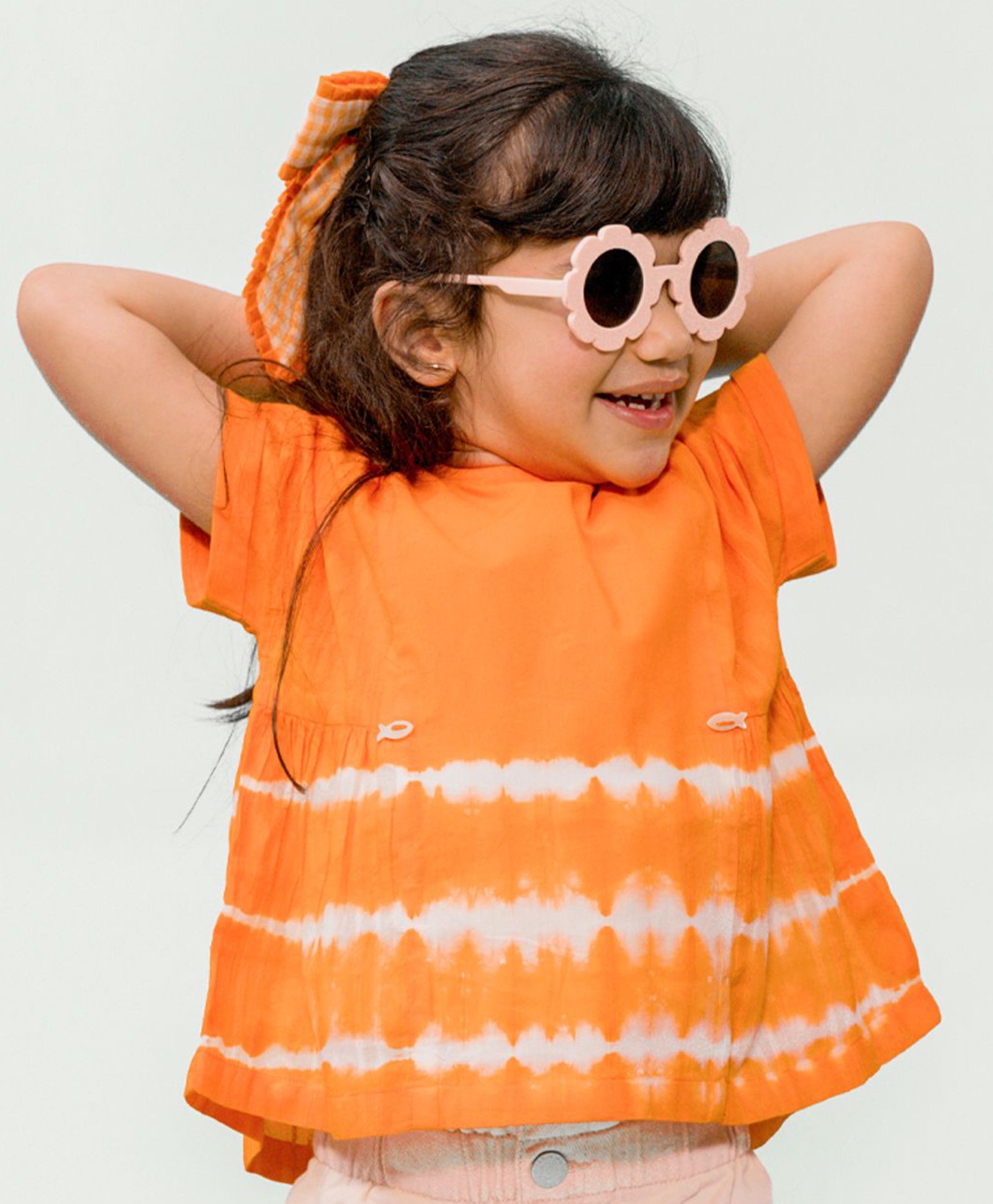 Tiber Taber 100% Cotton Half Sleeves Tie Dye Top - Orange-picture-13