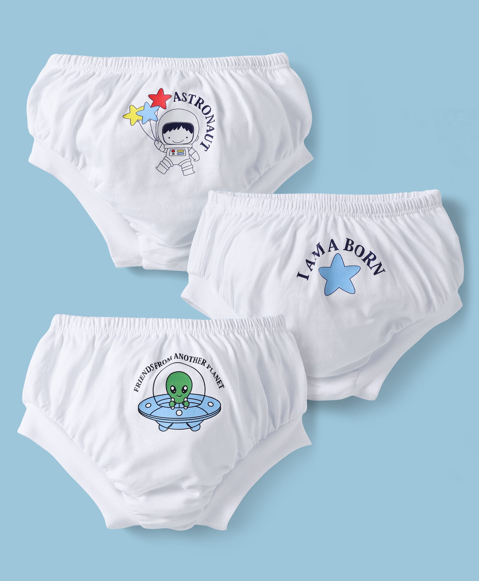 Doodle Poodle 100% Cotton Briefs With Space Theme Print Pack Of 3 - White-picture-24