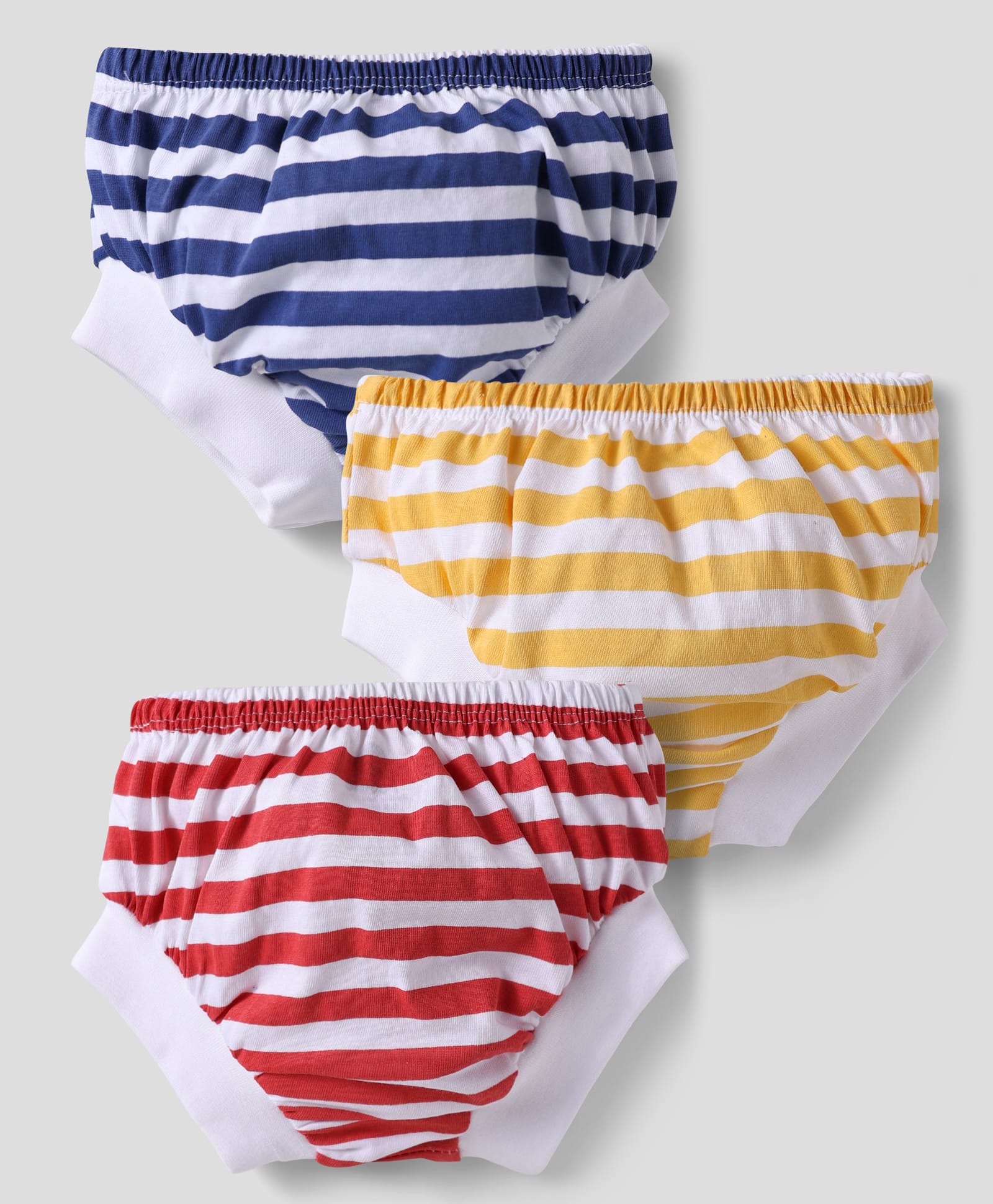 Doodle Poodle 100% Cotton Single Jersey Knit Briefs With Stripes Pack Of 3 - Red Yellow & Blue-image-21