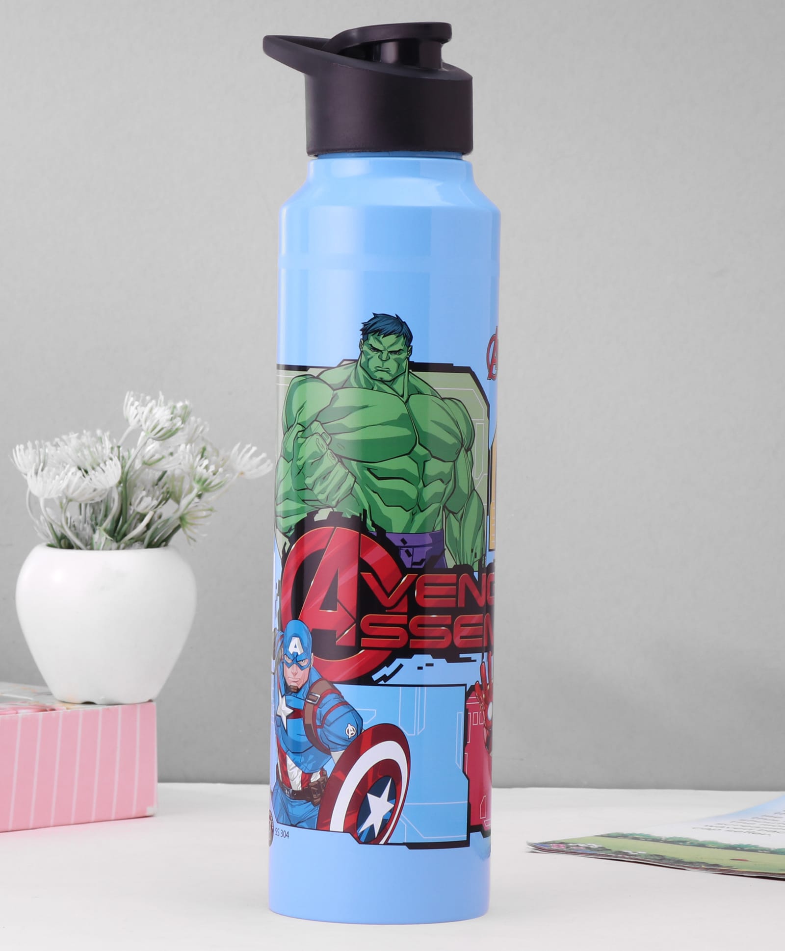 Gluman Marvel Avengers Unica 1000 Stainless Steel Water Bottle Light Blue - 1000 ml-image-23