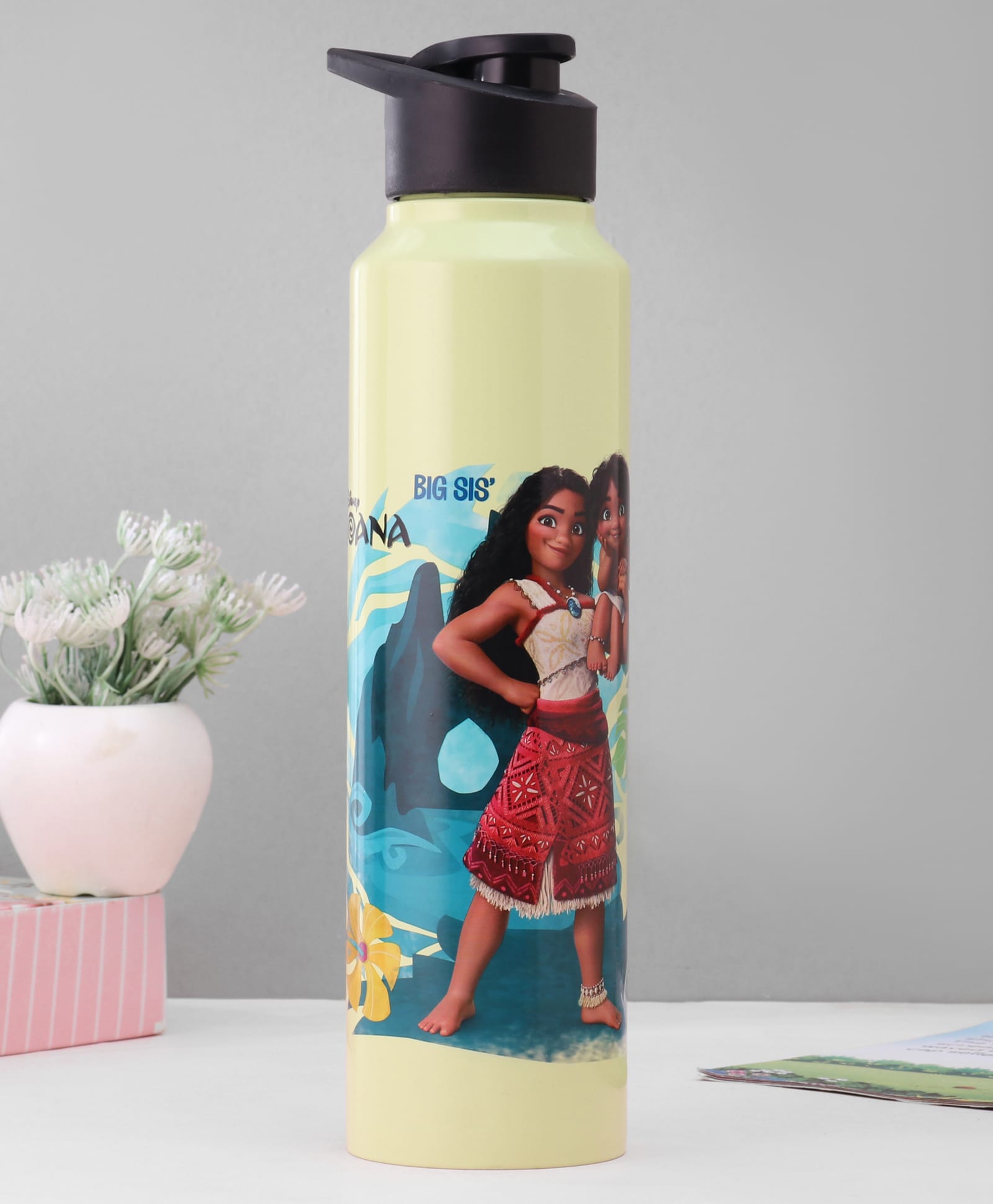 Gluman Stainless Steel Bottle With Iron Moana Print Light Green - 1000 ml-picture-48