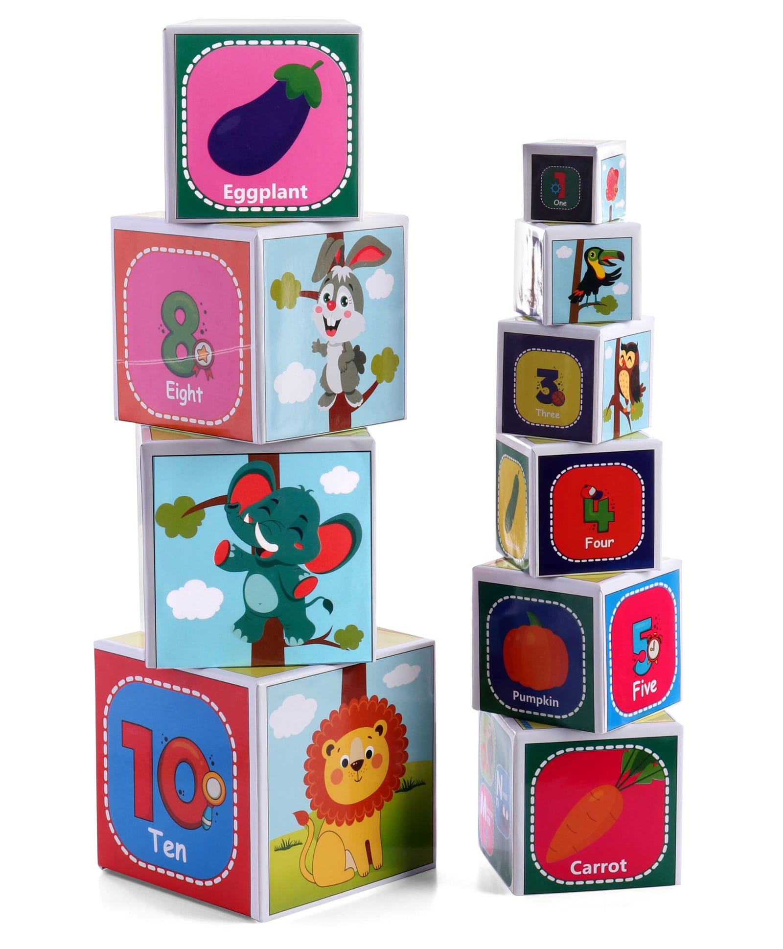 Babyhug My First Learning Tower Number I 10 Durable Stacking & Nesting Blocks for Early Learning I 4-in-1 Montessori Fun and Educational Toy for Toddlers - Multicolor