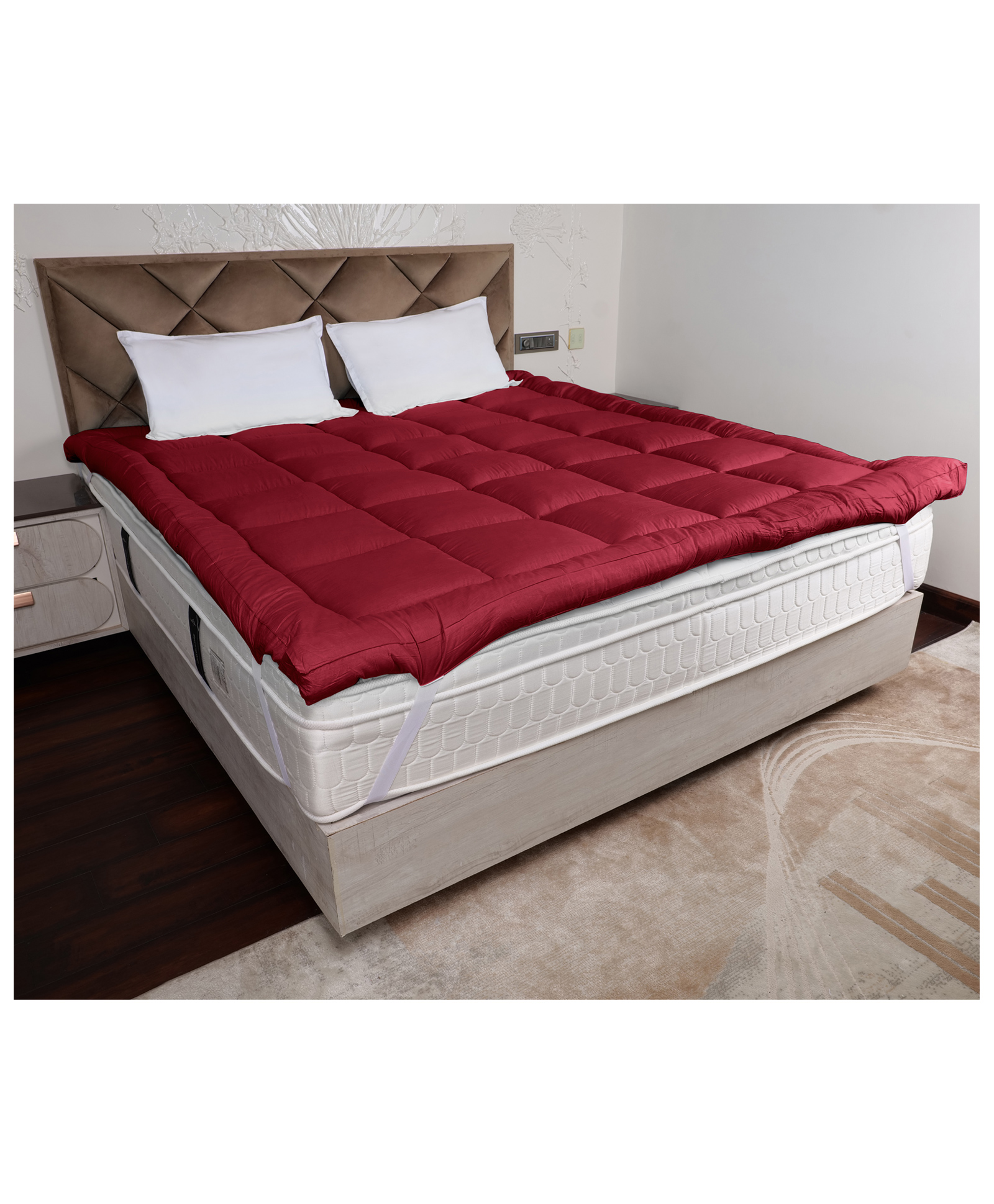 AVI Soft Microfiber 2500 GSM Mattress Topper Single Bed, Mattress Padding , Cotton Top & Bottom with Elastic Bands, Maroon, 36x78 Inches-image-24