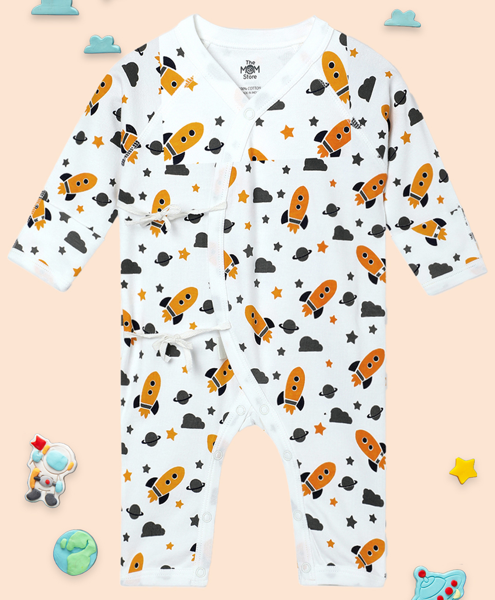 The Mom Store Full Sleeves Space Theme Printed Romper - Multi Colour-picture-40