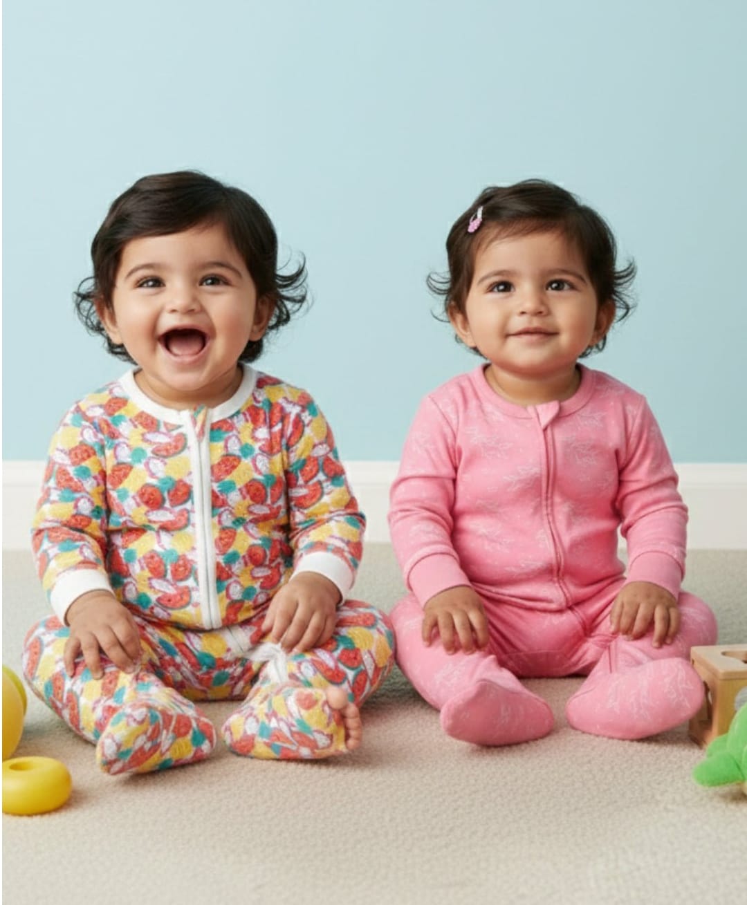 The Mom Store Pack Of 2 Full Sleeves Unicorn & Fruits Printed Rompers - Multi Colour-picture-41