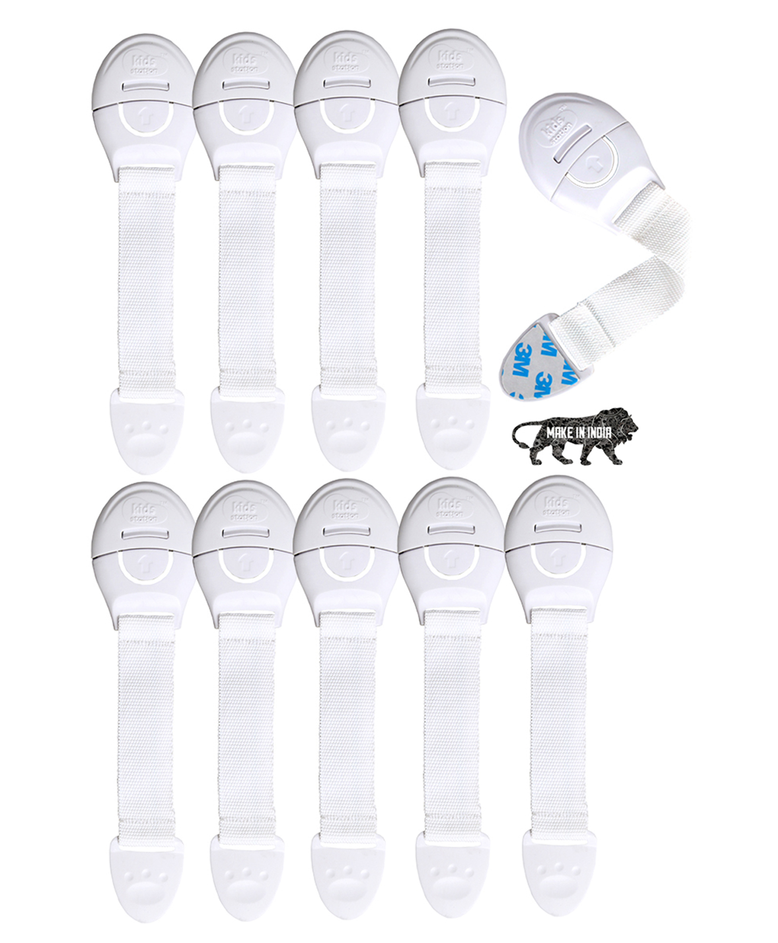 Kids Station Furniture Safety Locks for Baby Safety - Strong and Adhesive Child / Toddler / Infants Safety Locks for Drawers, Cabinets, Fridge and Cupboard - Baby Proofing Product - Pack of 10 (White)-picture-13