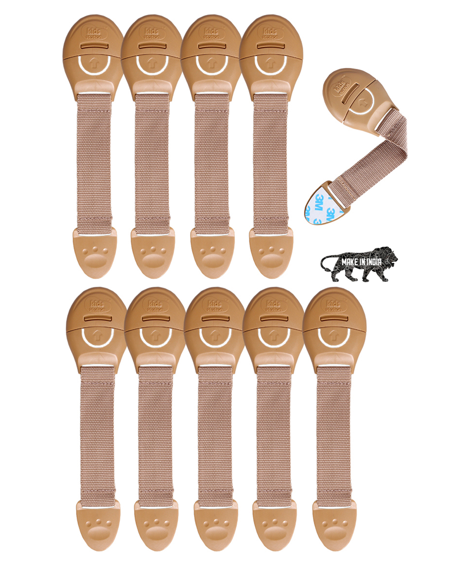 Kids Station Furniture Safety Locks for Baby Safety - Strong and Adhesive Child / Toddler / Infants Safety Locks for Drawers, Cabinets, Fridge and Cupboard - Baby Proofing Product - Pack of 10 (Beige)-picture-28